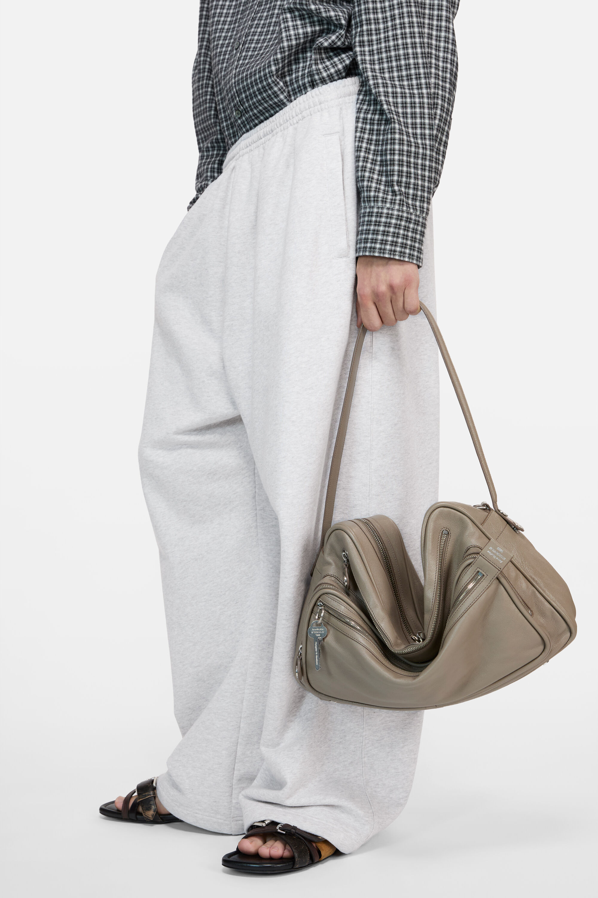 Acne Studios - フリースロゴスウェットパンツ - ペールグレーメランジ