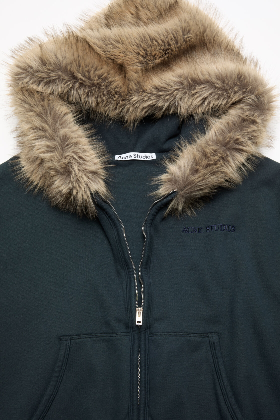 Sweater with faux fur hood, Dark navy, 2000x