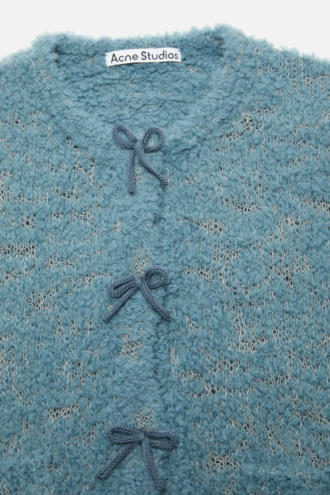 Bow wool cardigan, Dirty blue, 2000x