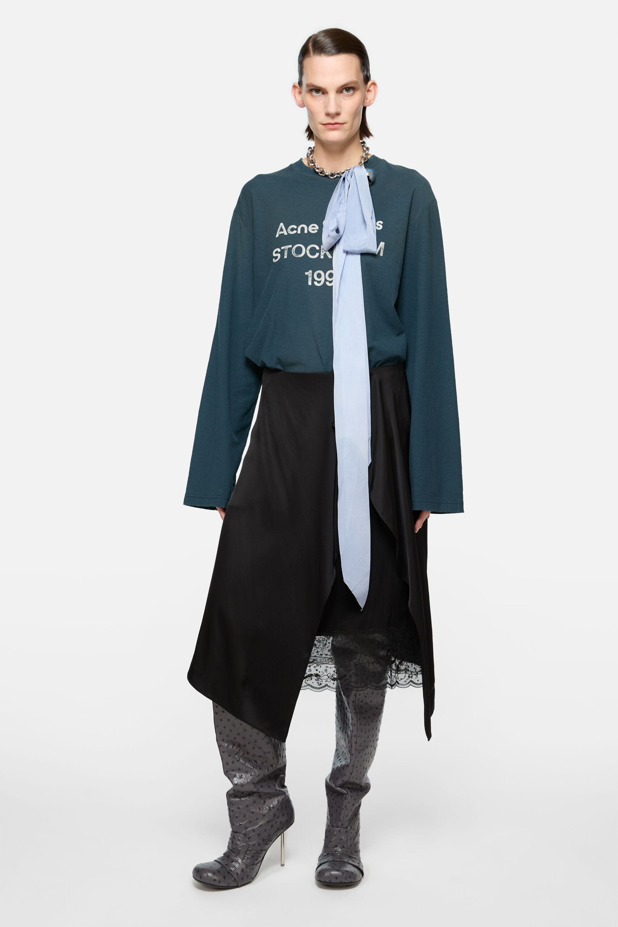 LAYERED SATIN SKIRT
