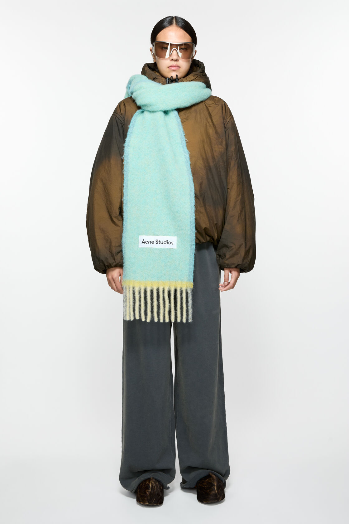 Wool mohair scarf - Narrow, Light blue, 2000x