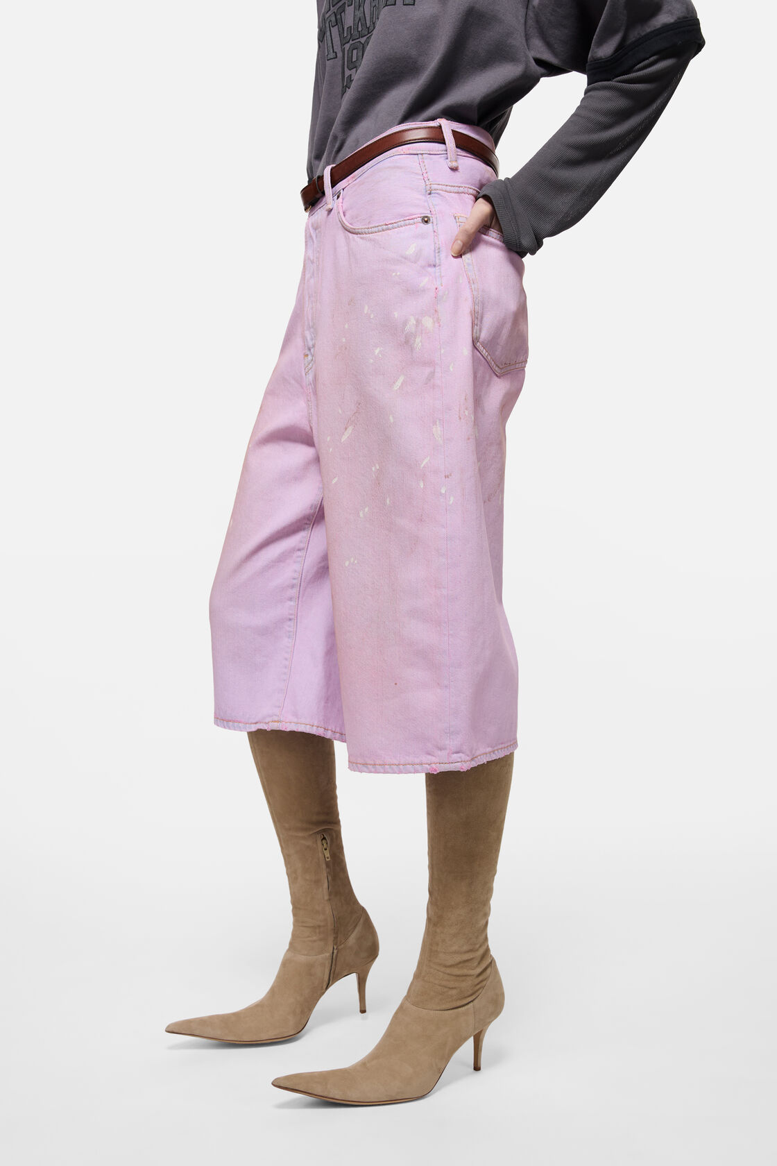 Pink denim shorts, Pink, 2000x
