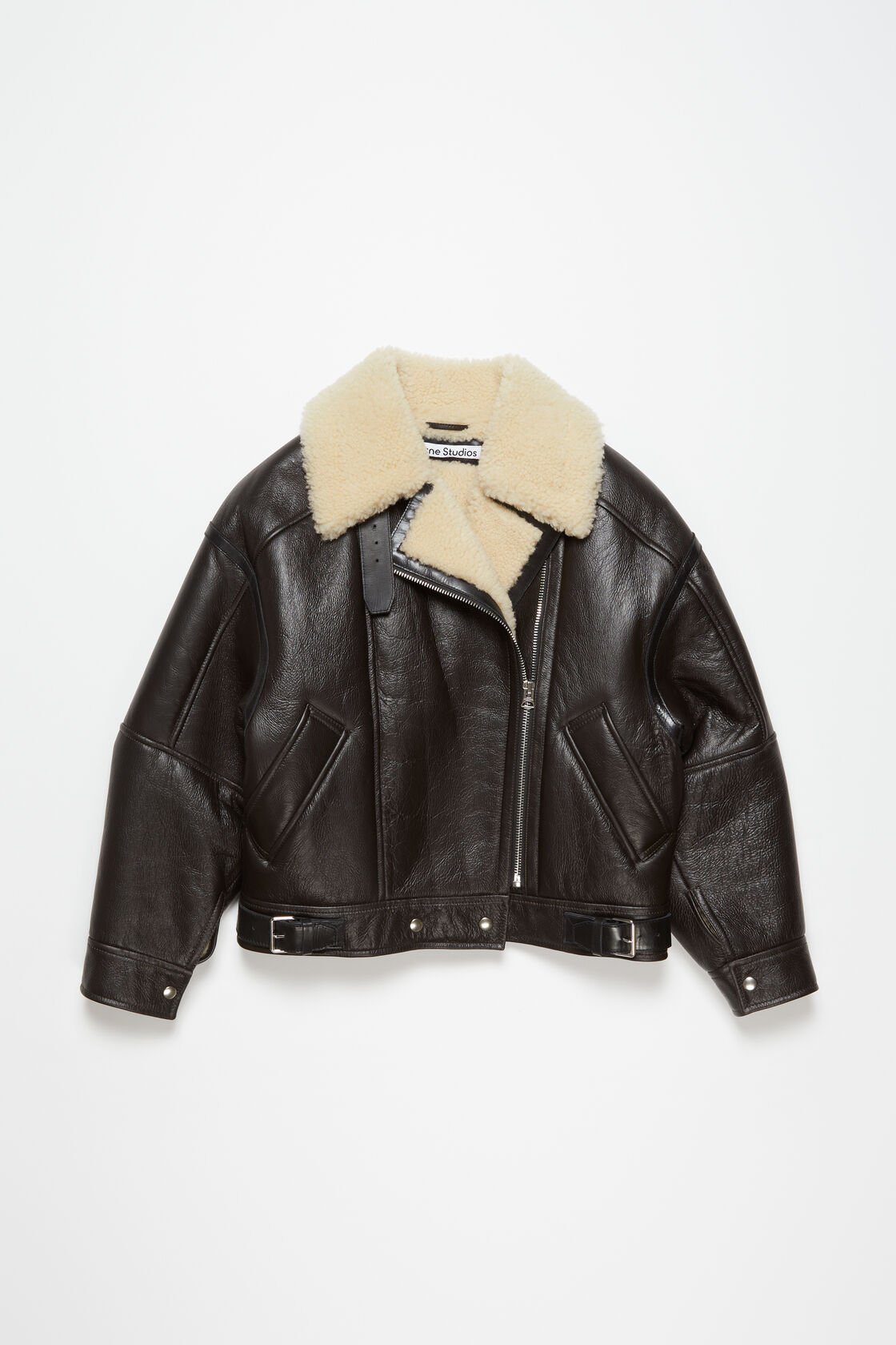Leather shearling jacket, Dark brown/beige, 2000x