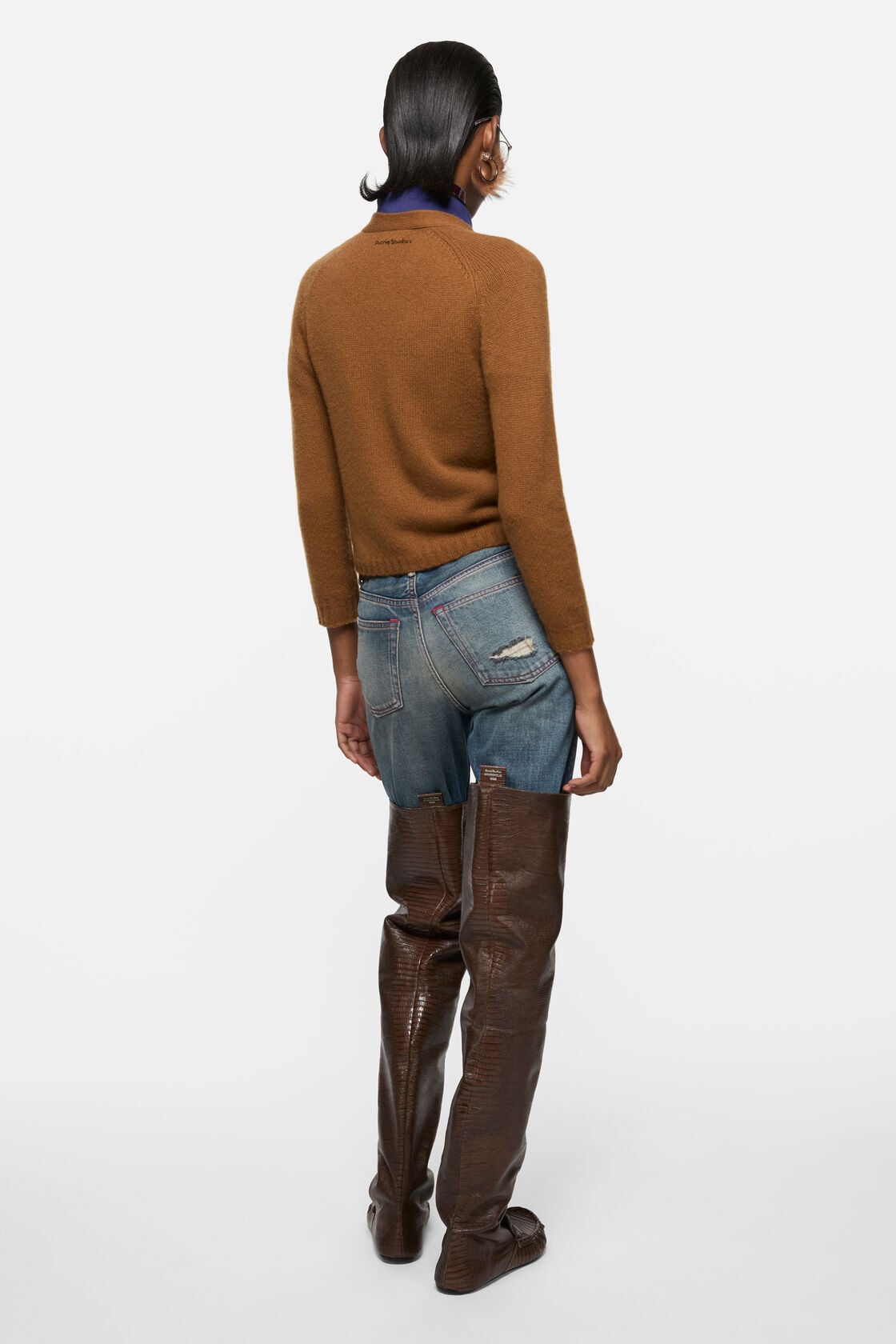Cashmere V-Neck Cardigan, Mid brown, 2000x