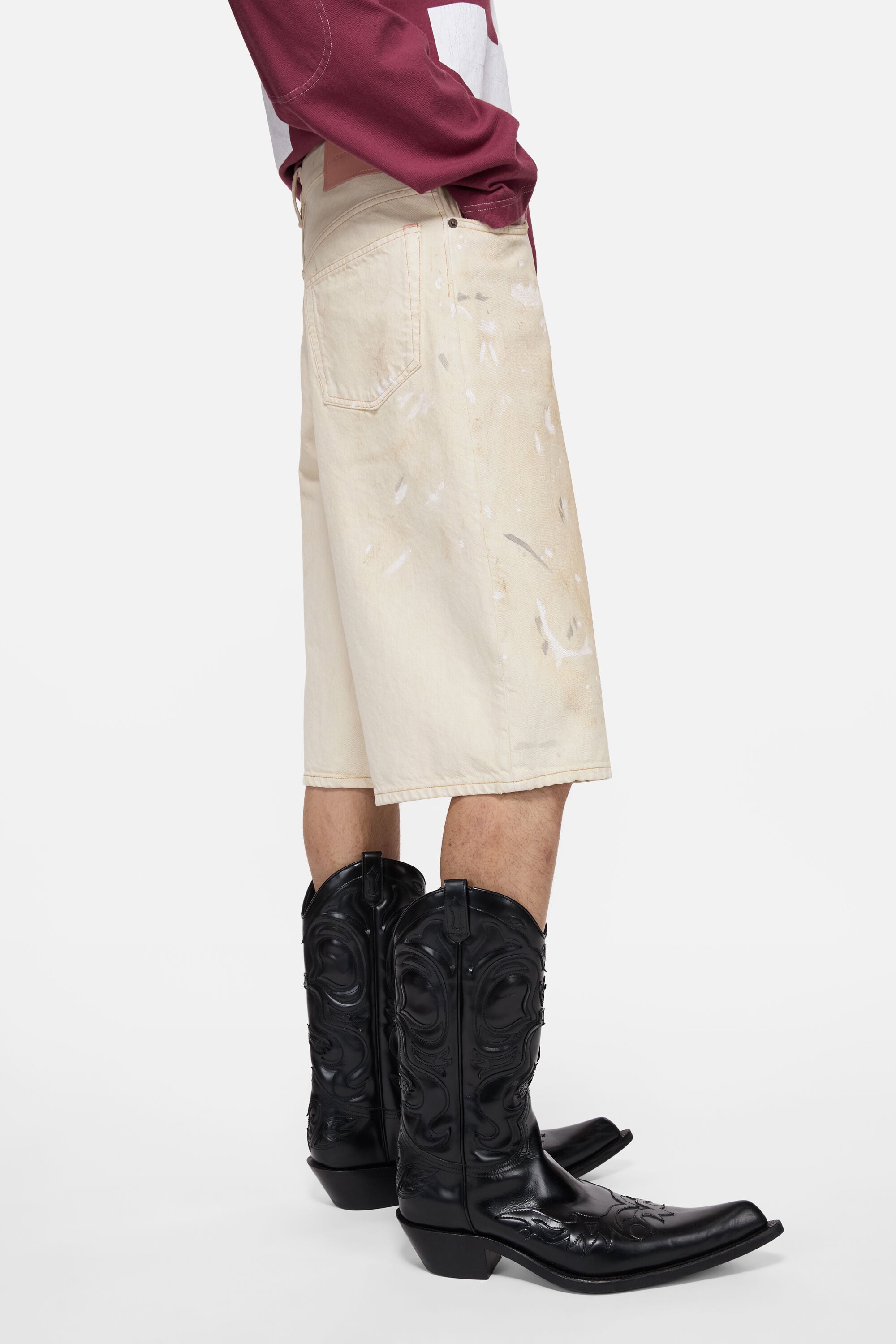 Acne Studios - Stained denim shorts - White