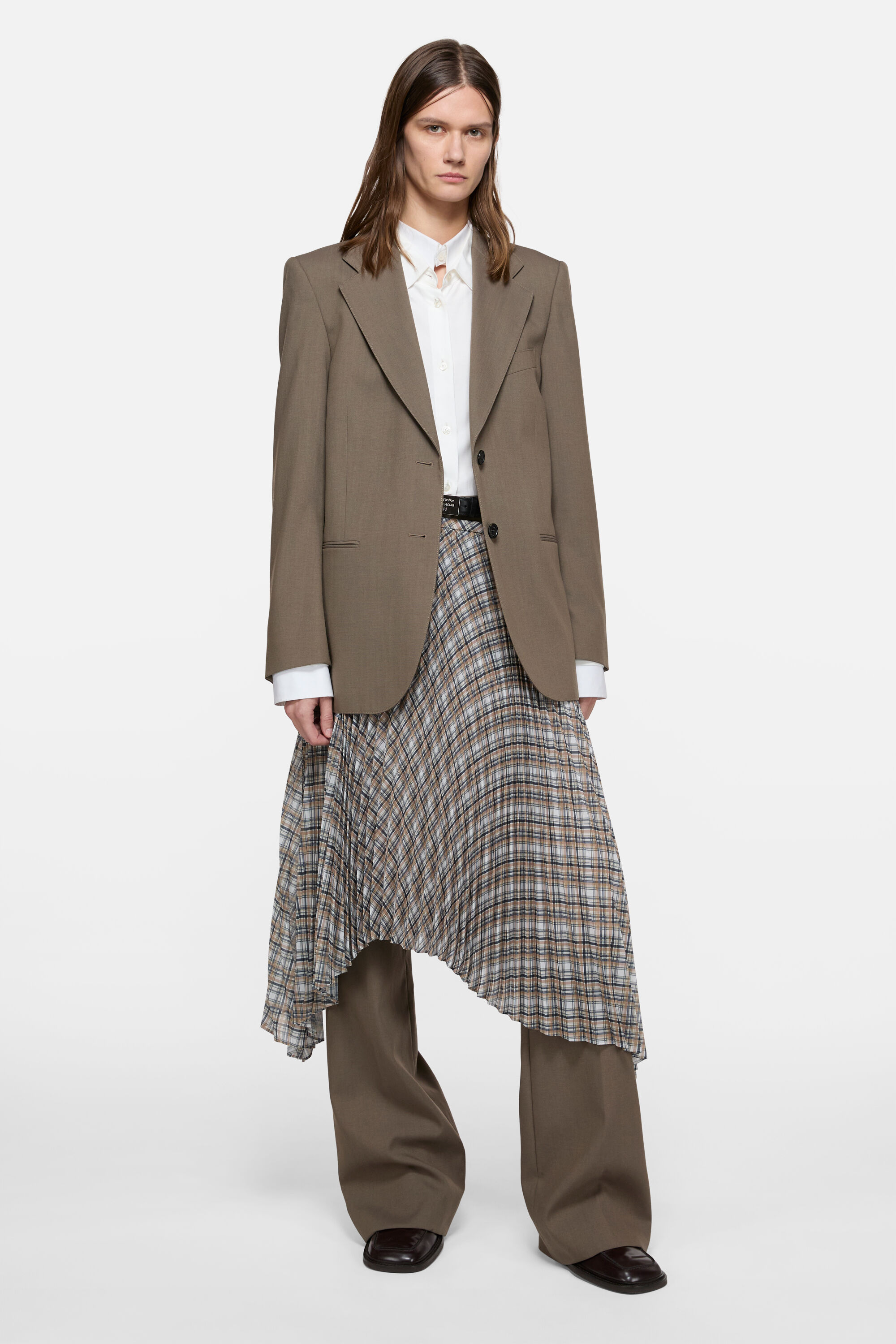 Acne Studios - Pleated check skirt - Grey