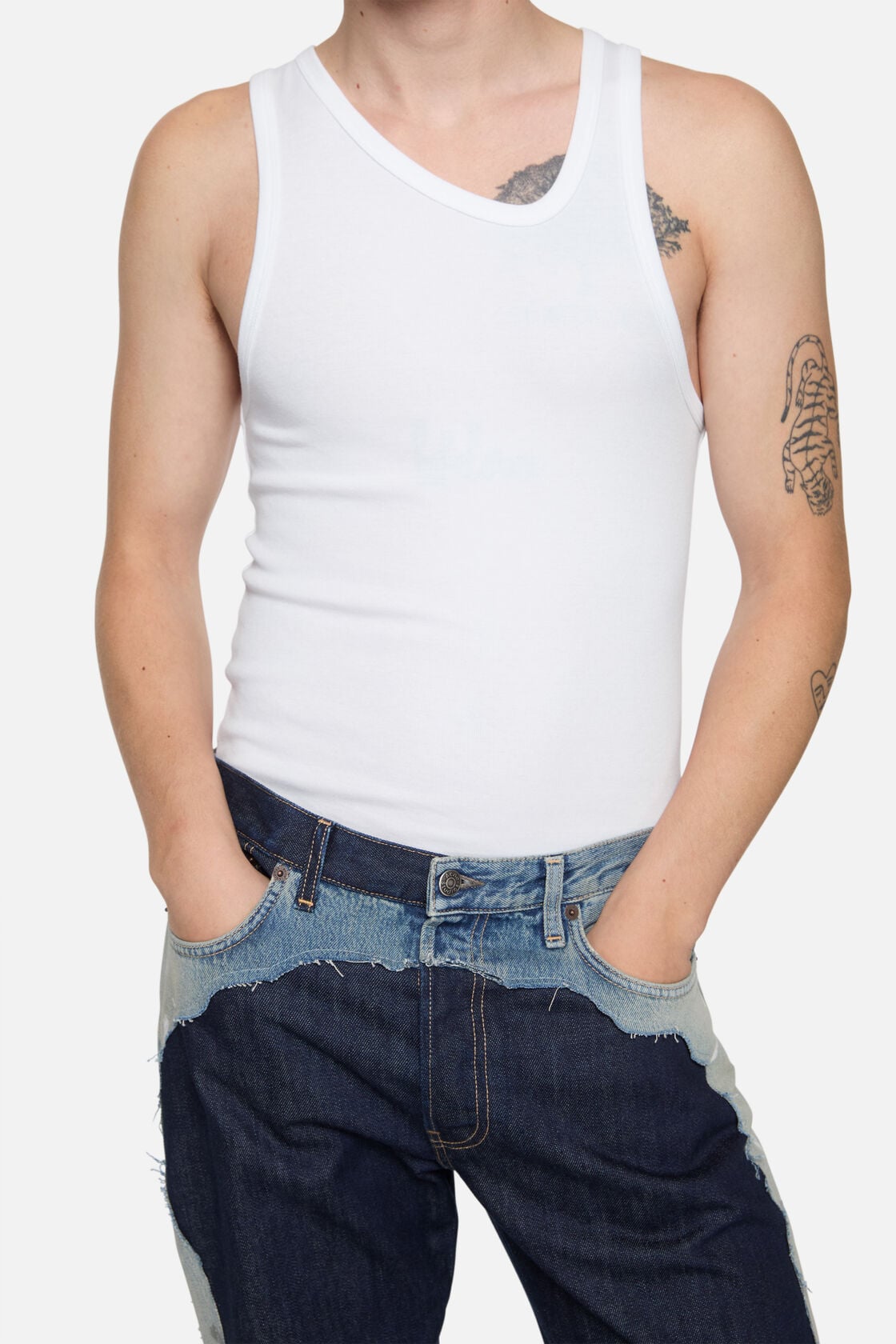 Asymmetrical Tank Top, White, 2000x