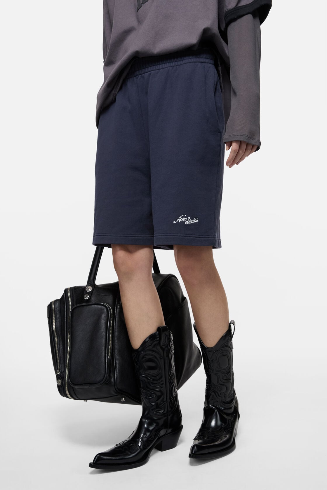 Casual fleece shorts, Dark navy, 2000x