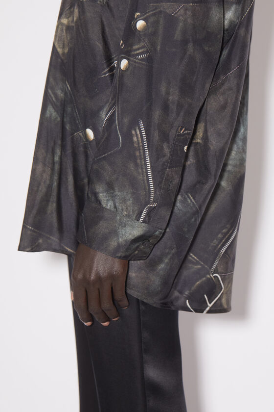 Acne Studios - Bedrucktes Seidenhemd - Ausgebleichtes Schwarz