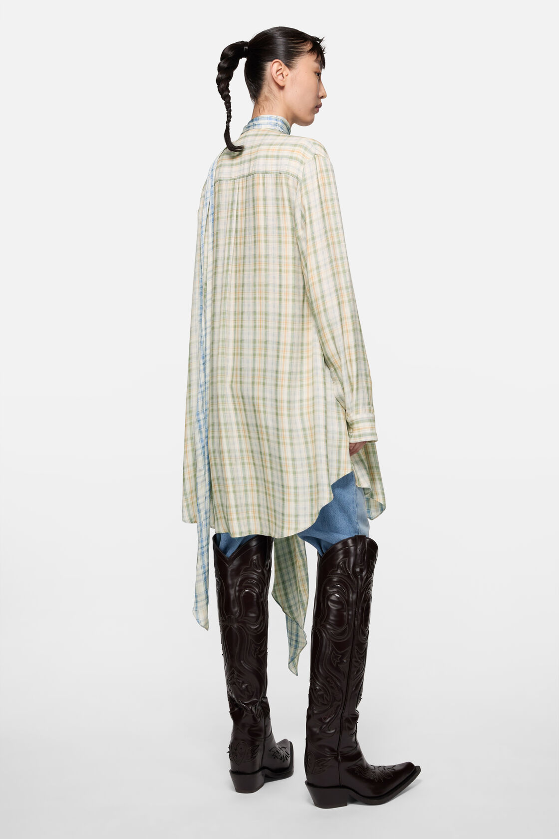 Check tunic dress, Green/blue, 2000x