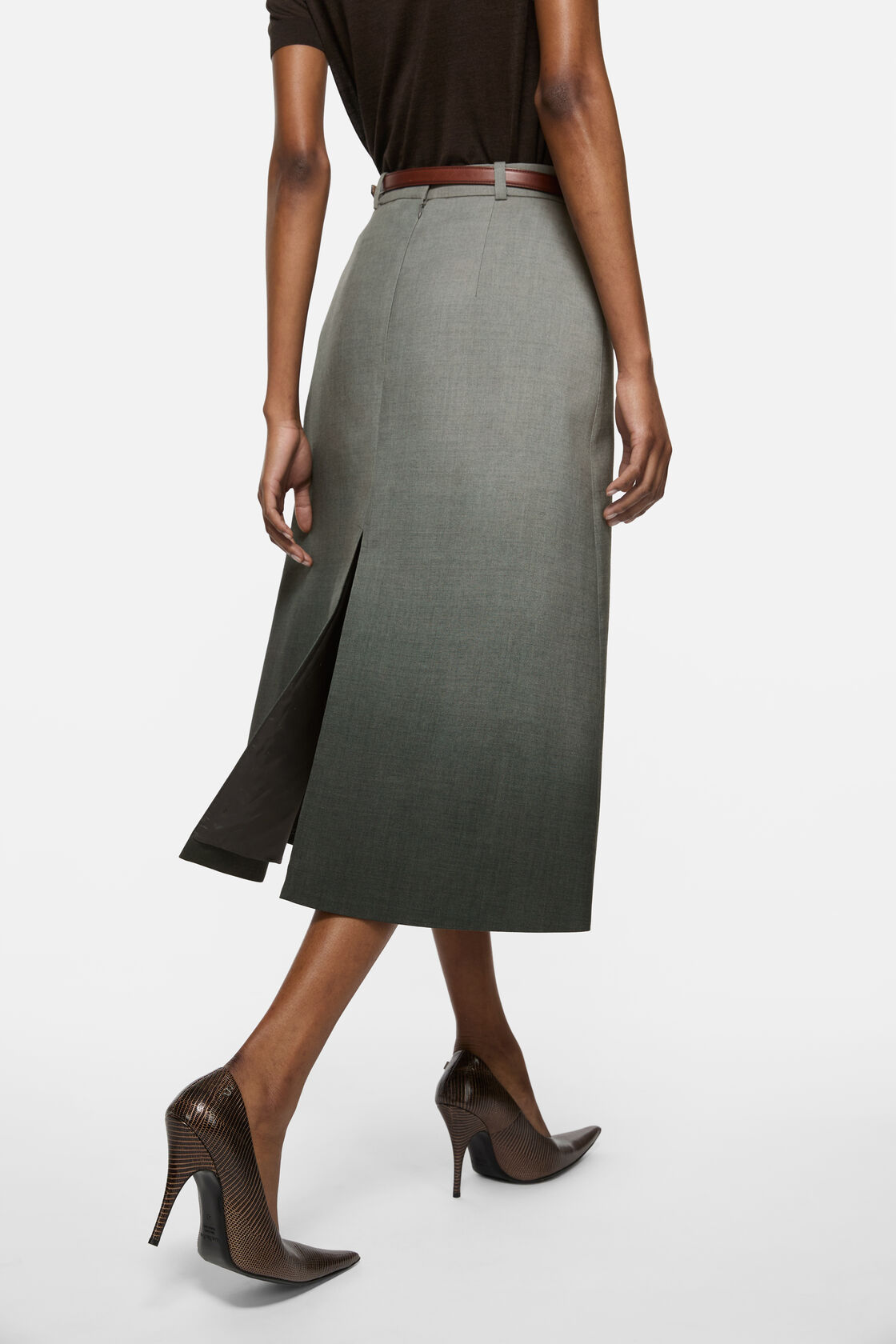 Printed wool skirt, Black/white, 2000x