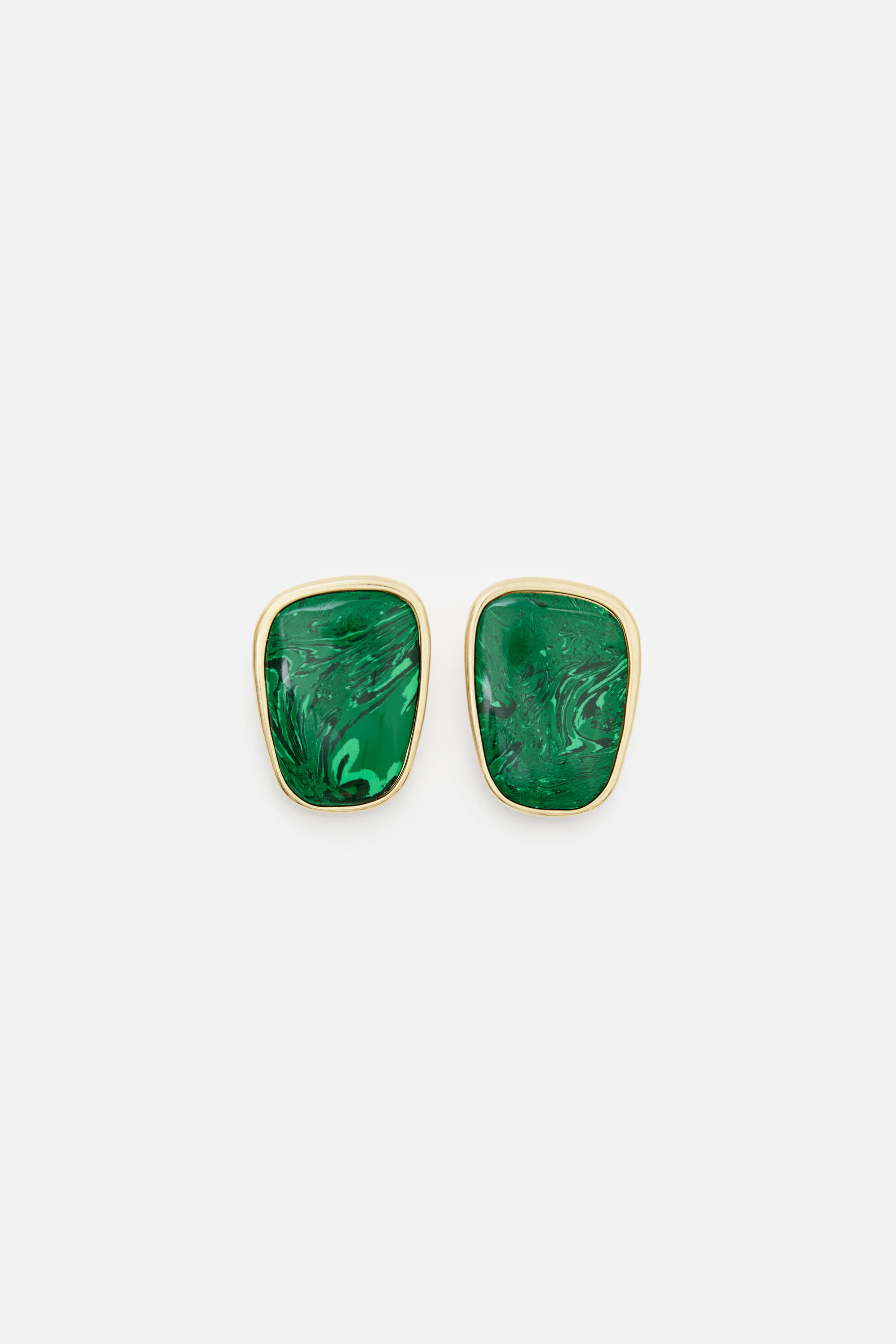Acne Studios - Stone plate earrings - Semi matt gold/green
