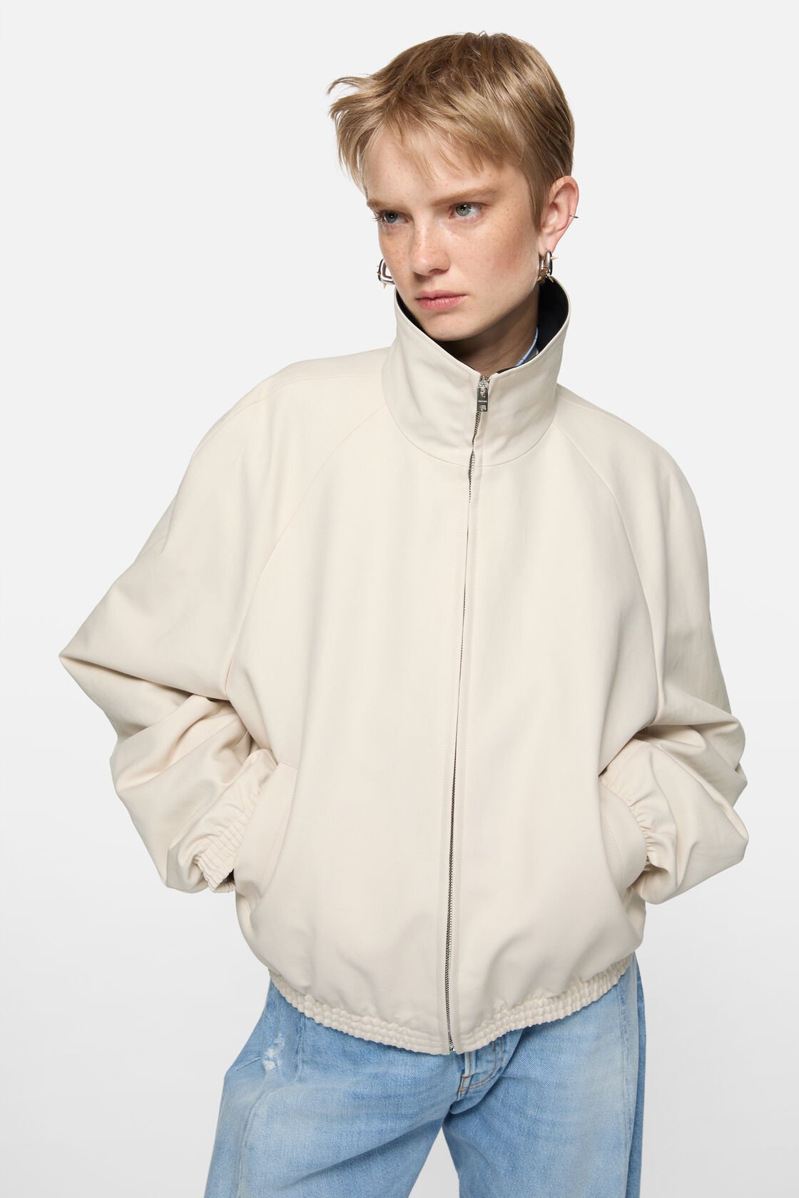 Satin logo jacket, Light taupe, 2000x