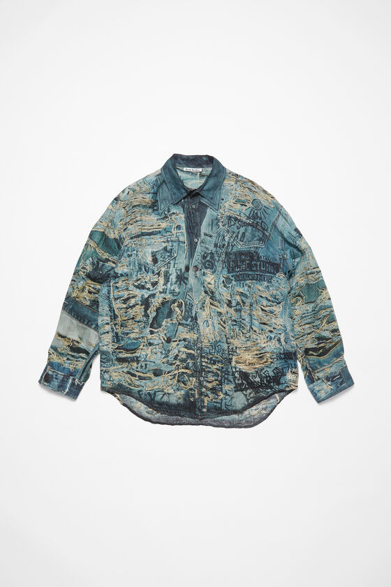 Acne Studios - プリント ボタンアップシャツ - デニムブルー 