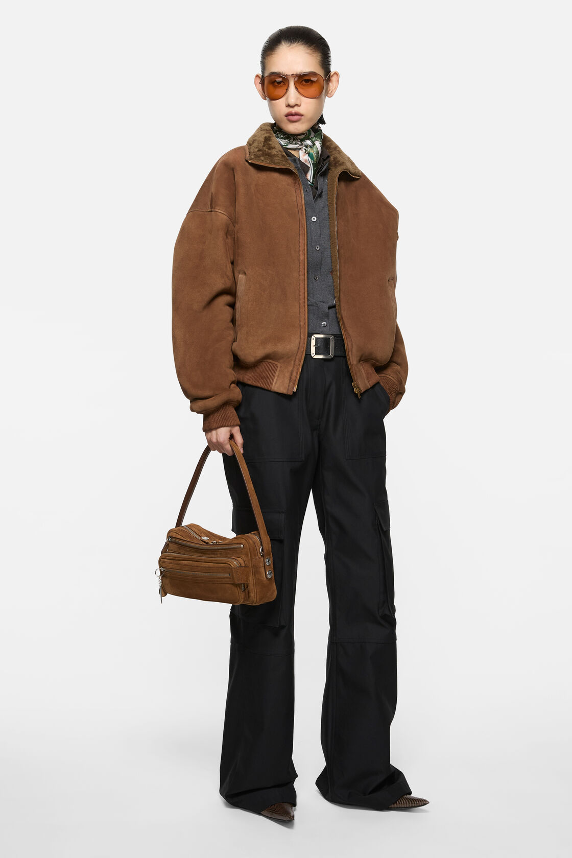 Camero Party Suede Bag, Cognac brown, 2000x