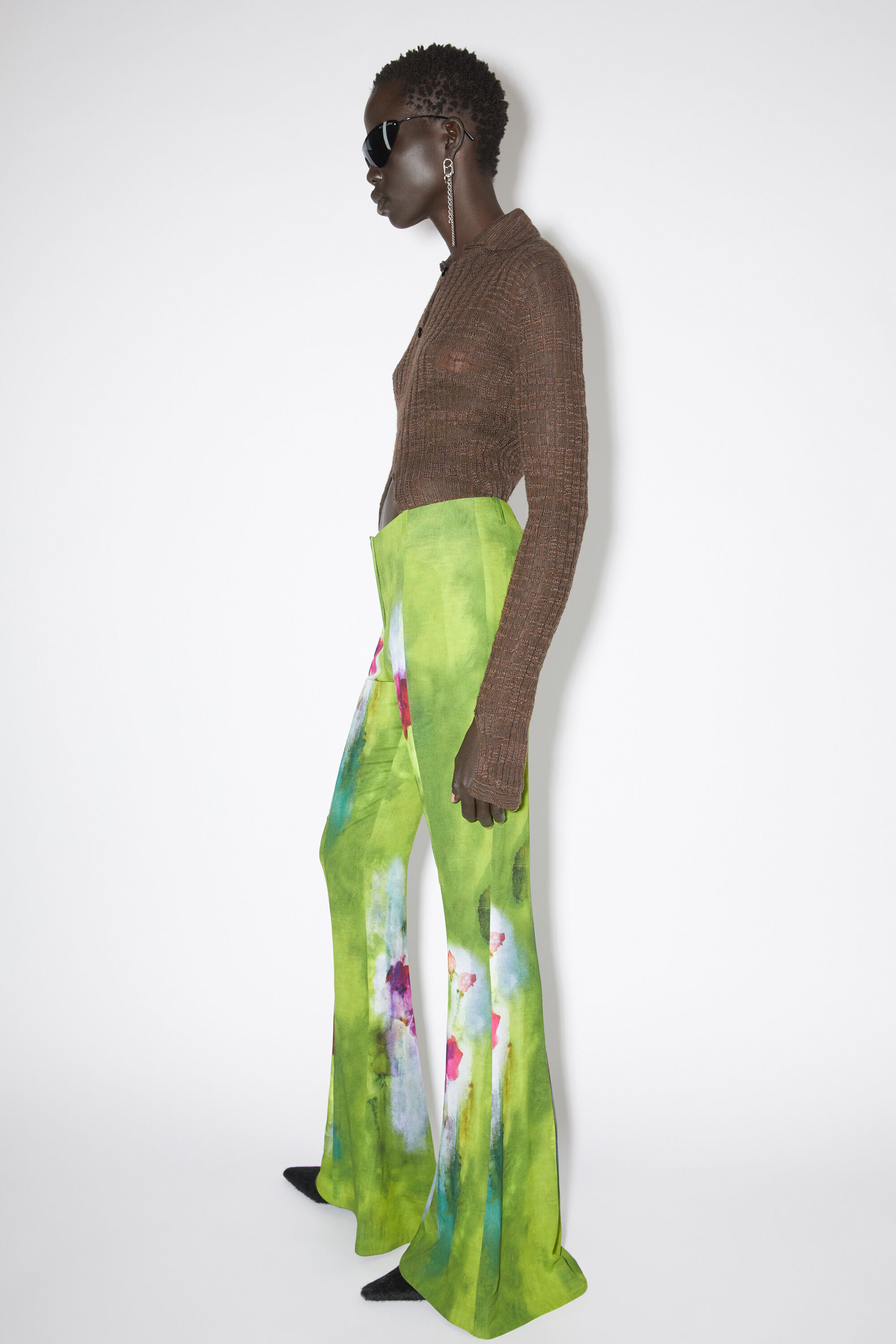 Acne Studios - Print flared trousers - Green multi