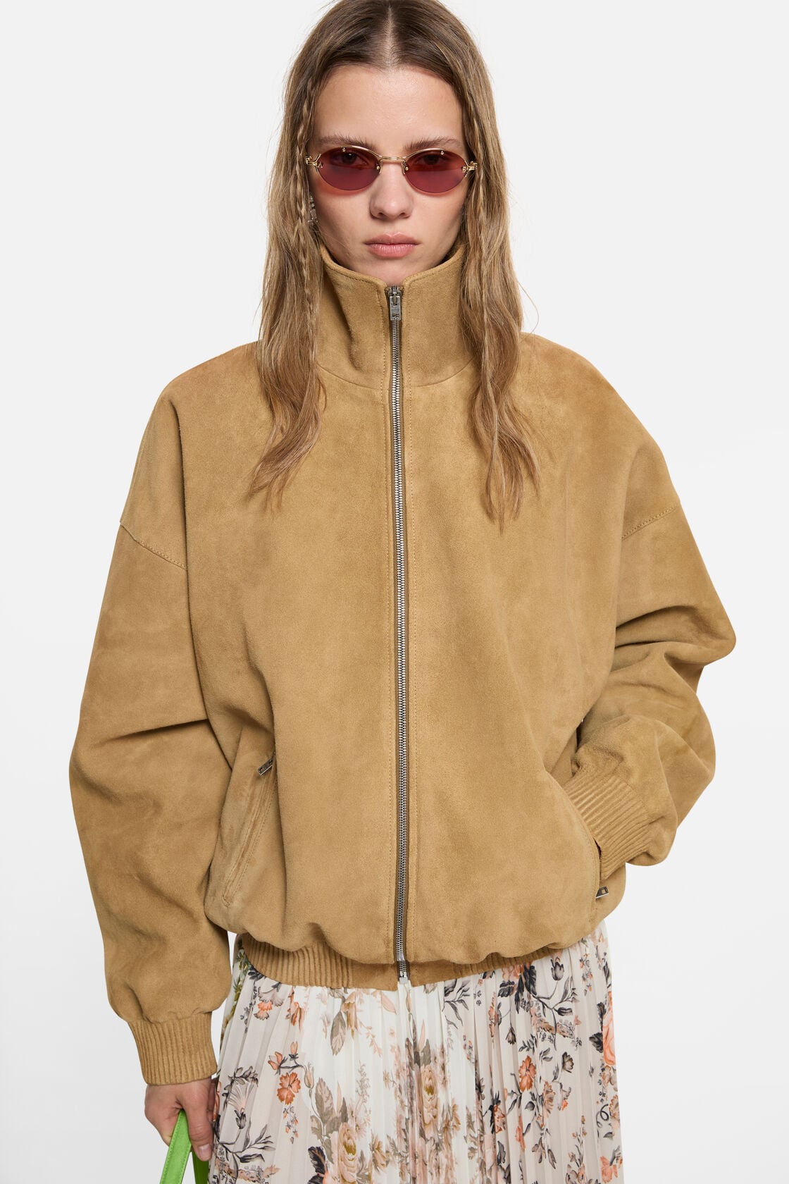 Suede blouson jacket, Camel Beige, 2000x