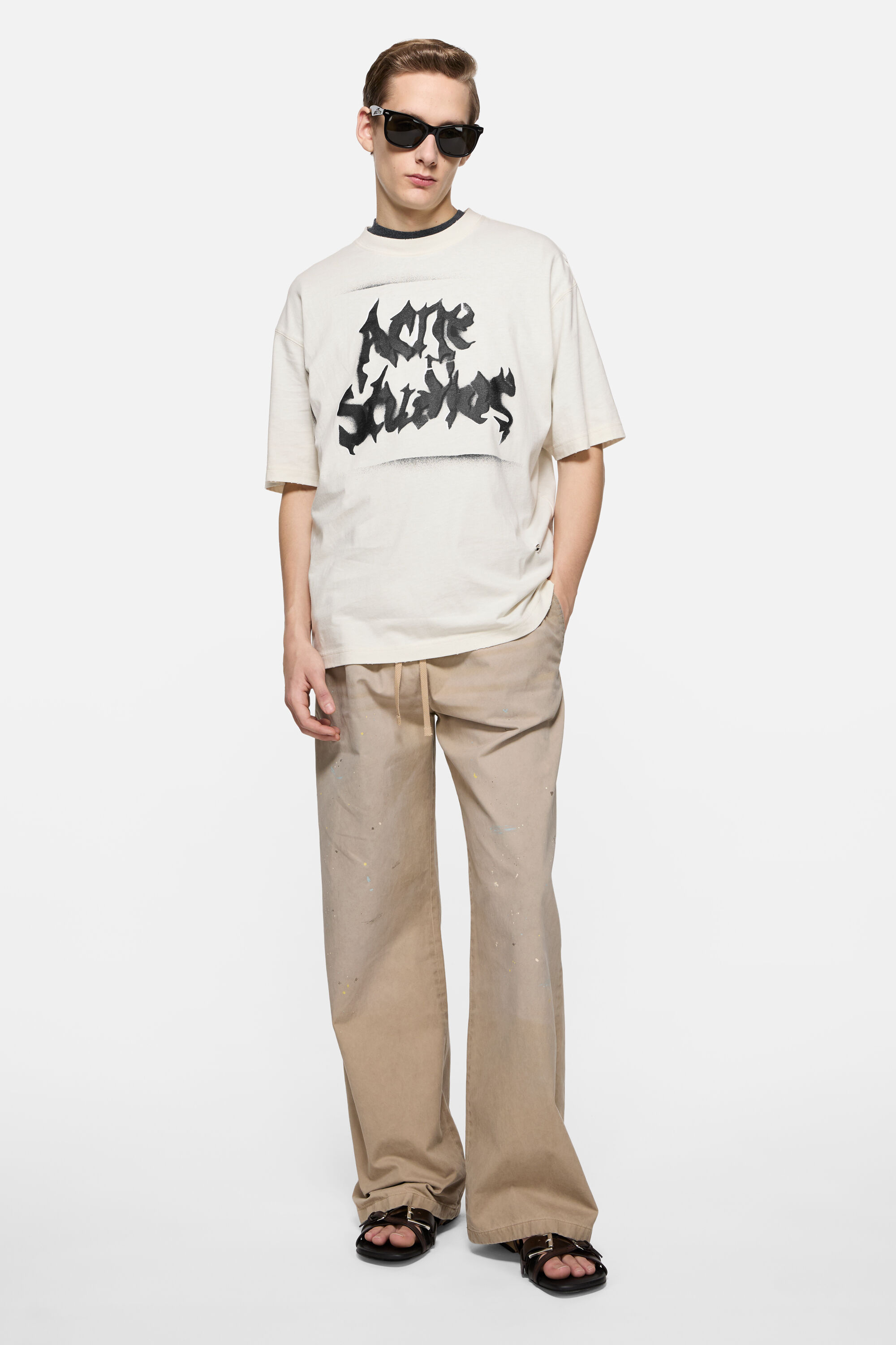 Acne Studios - Gothic logo t-shirt - Dusty white