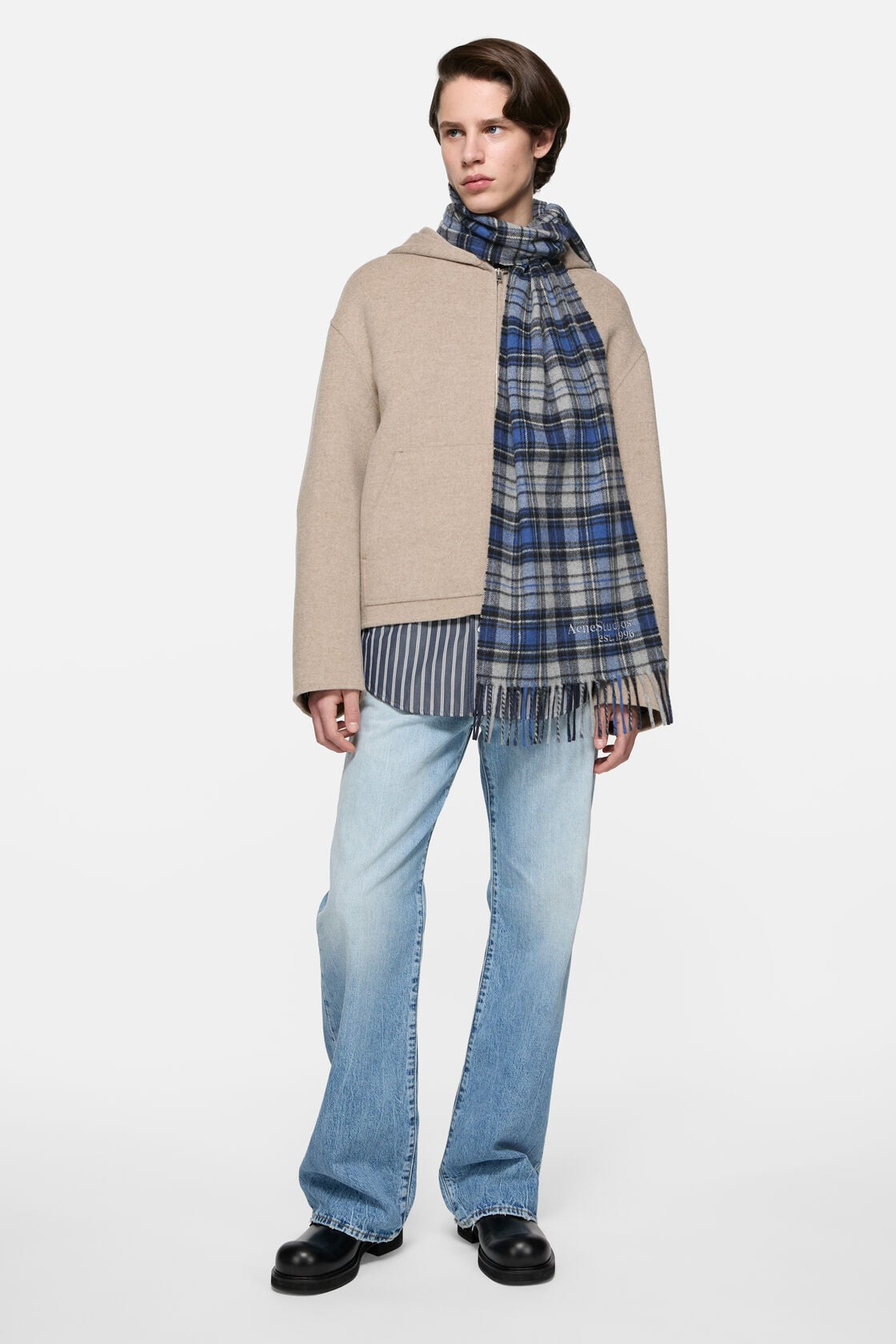 Cashmere scarf, Blue/grey, 2000x