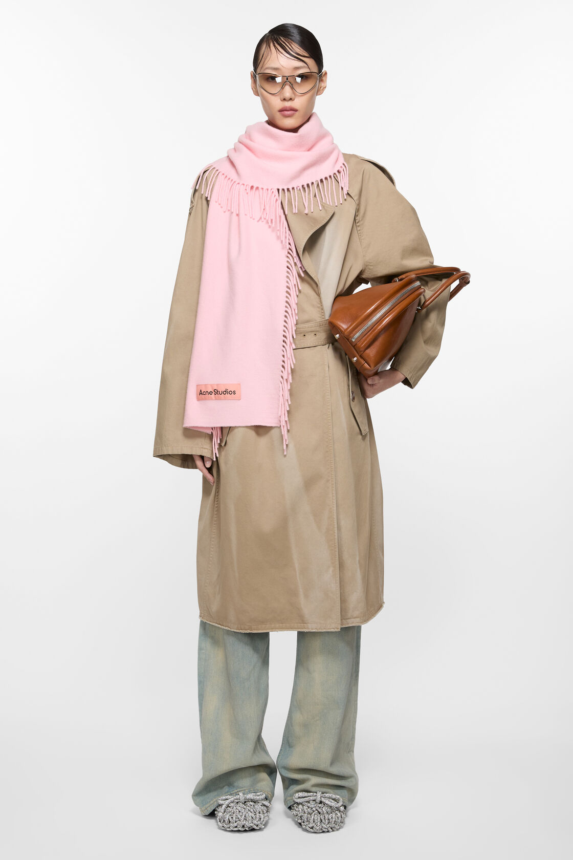 Fringe wool scarf, Pink, 2000x