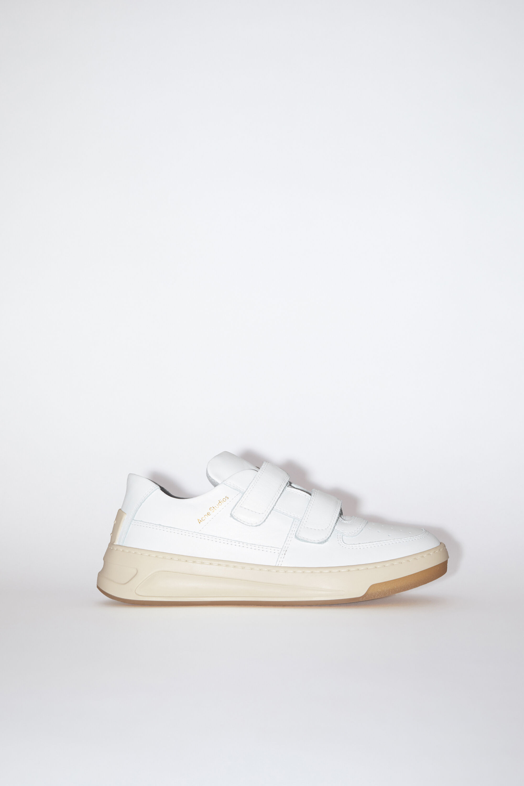 White Velcro-fastening leather low-top trainers | Acne Studios | MATCHES UK