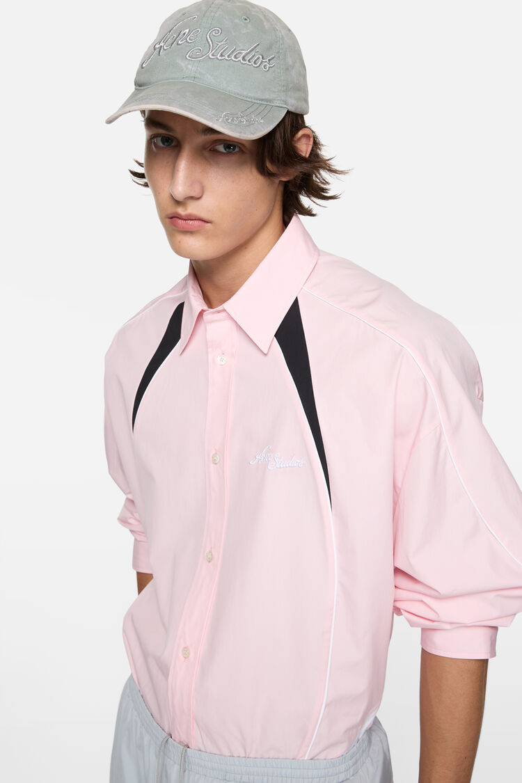 Embroidered logo button-up shirt