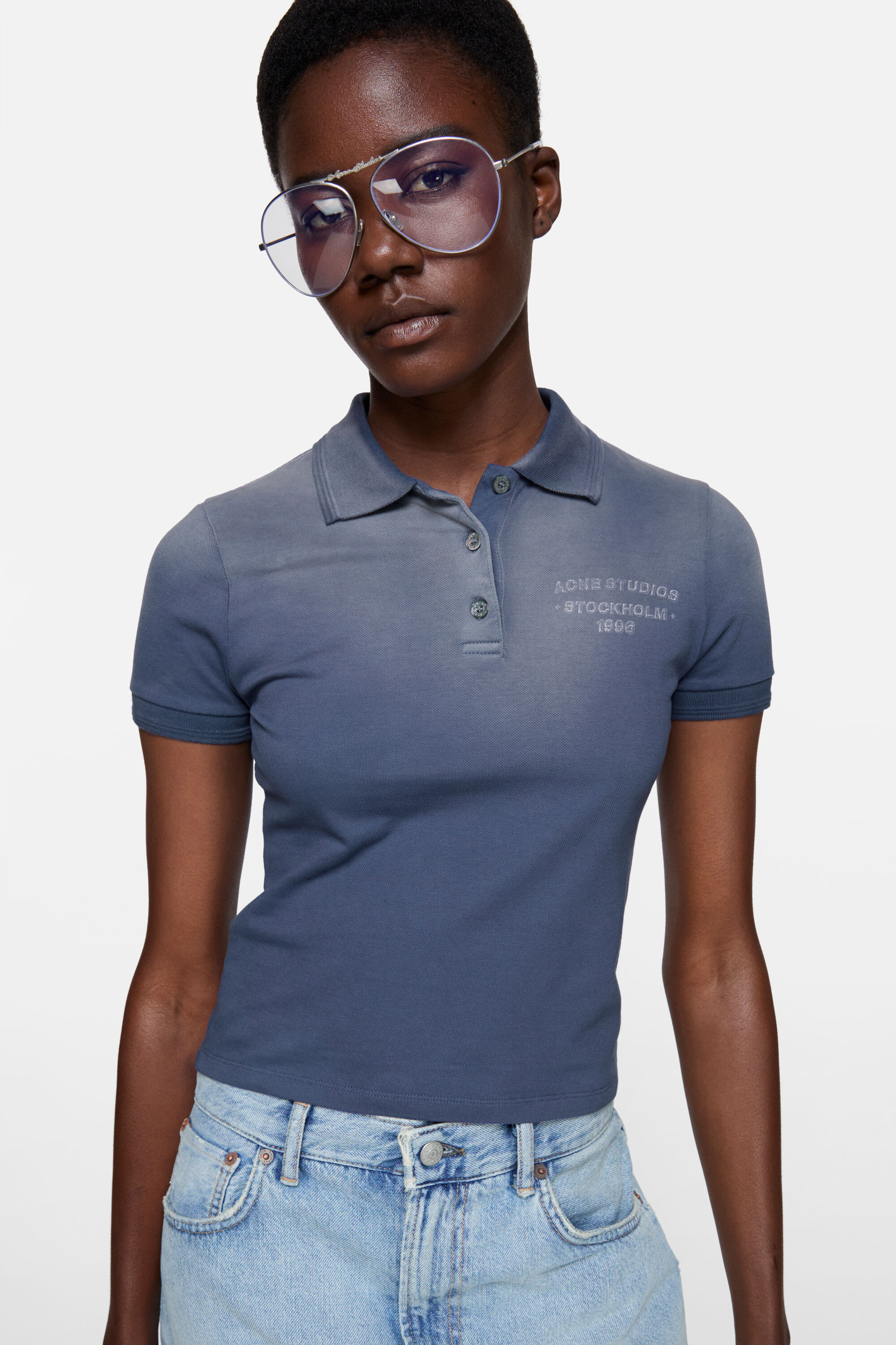 Acne Studios - Sprayed polo t-shirt - Navy blue