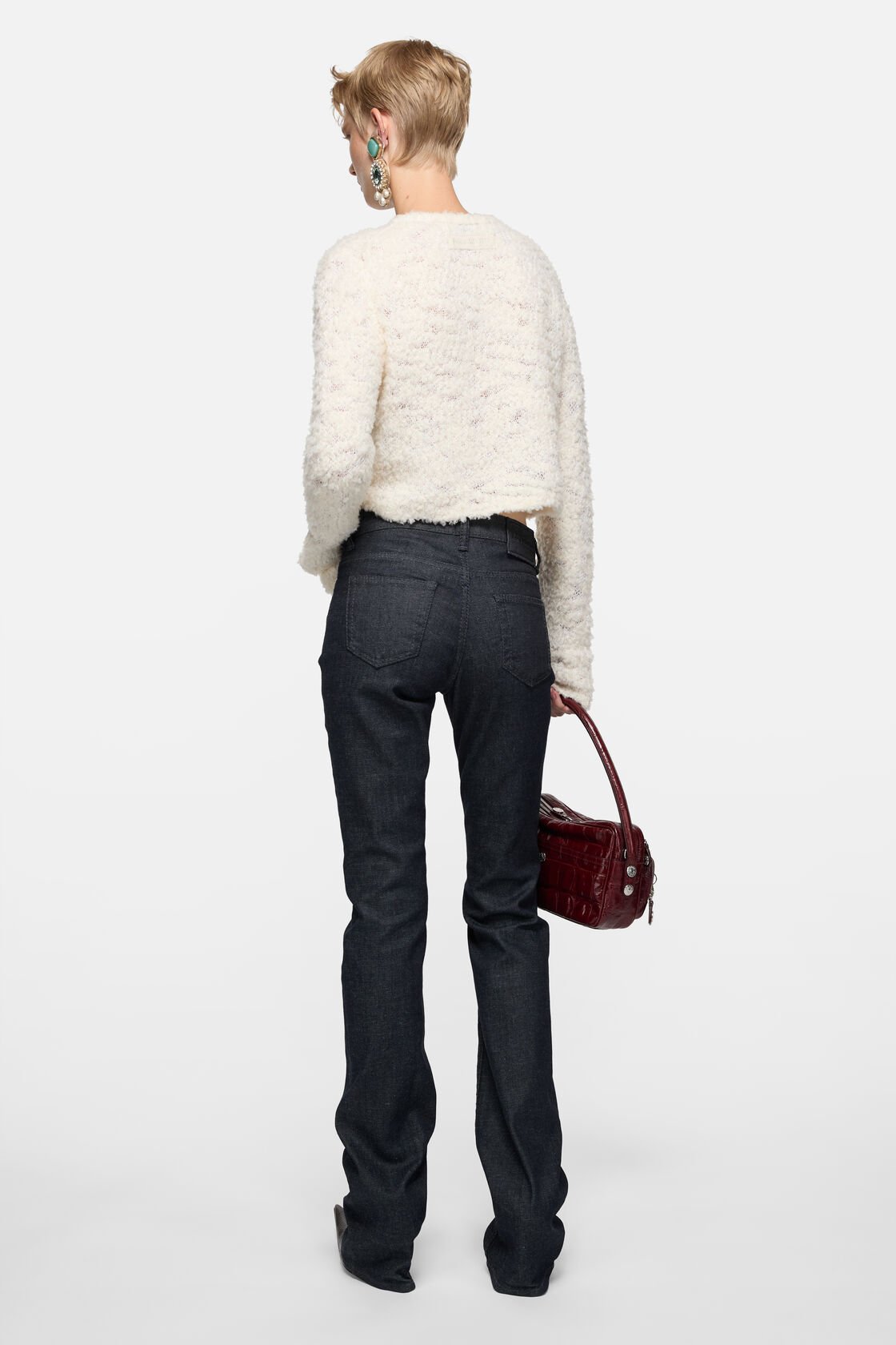 Bow wool cardigan, White, 2000x