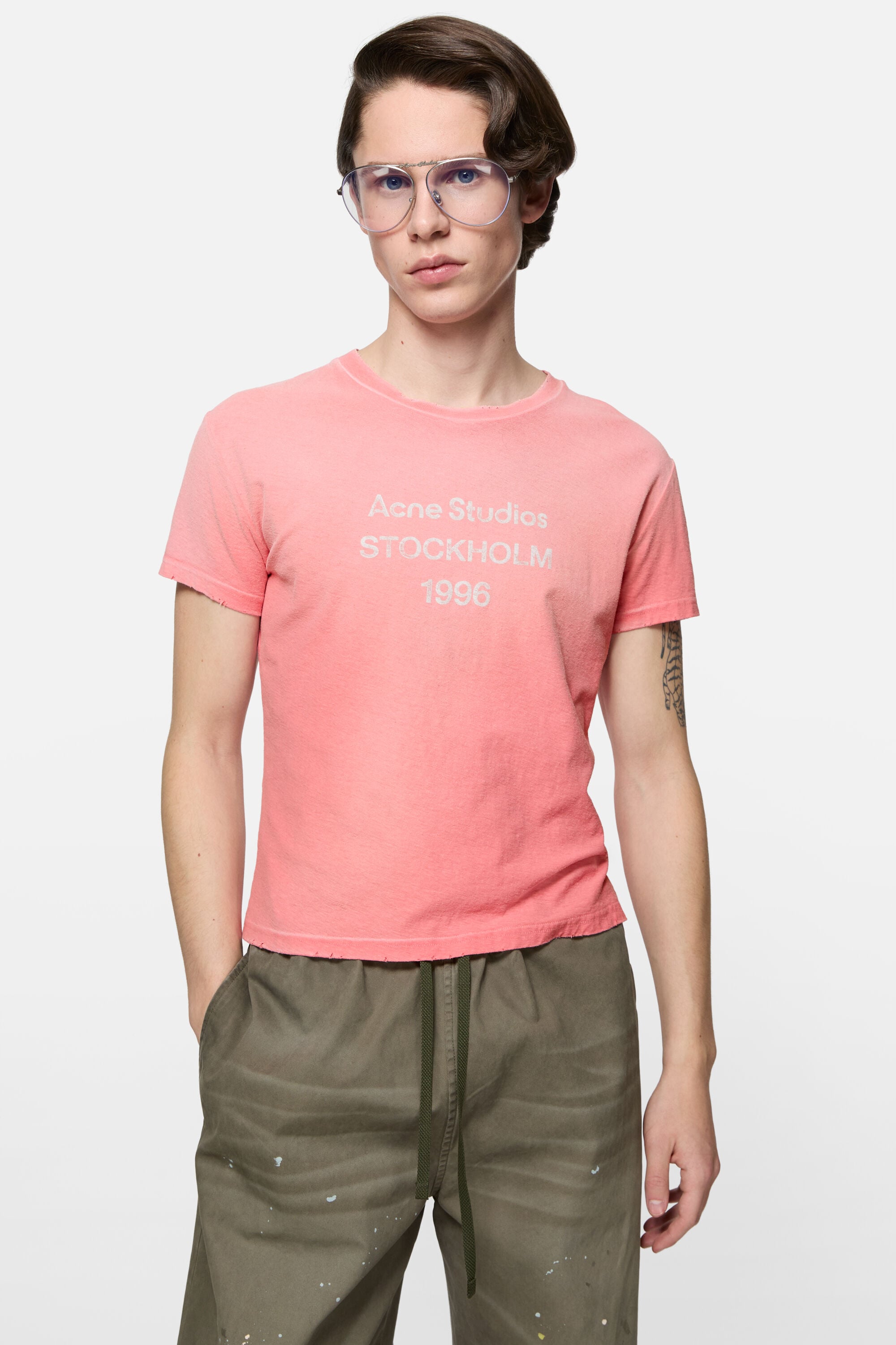 Acne Studios - Fitted logo t-shirt - Tango pink