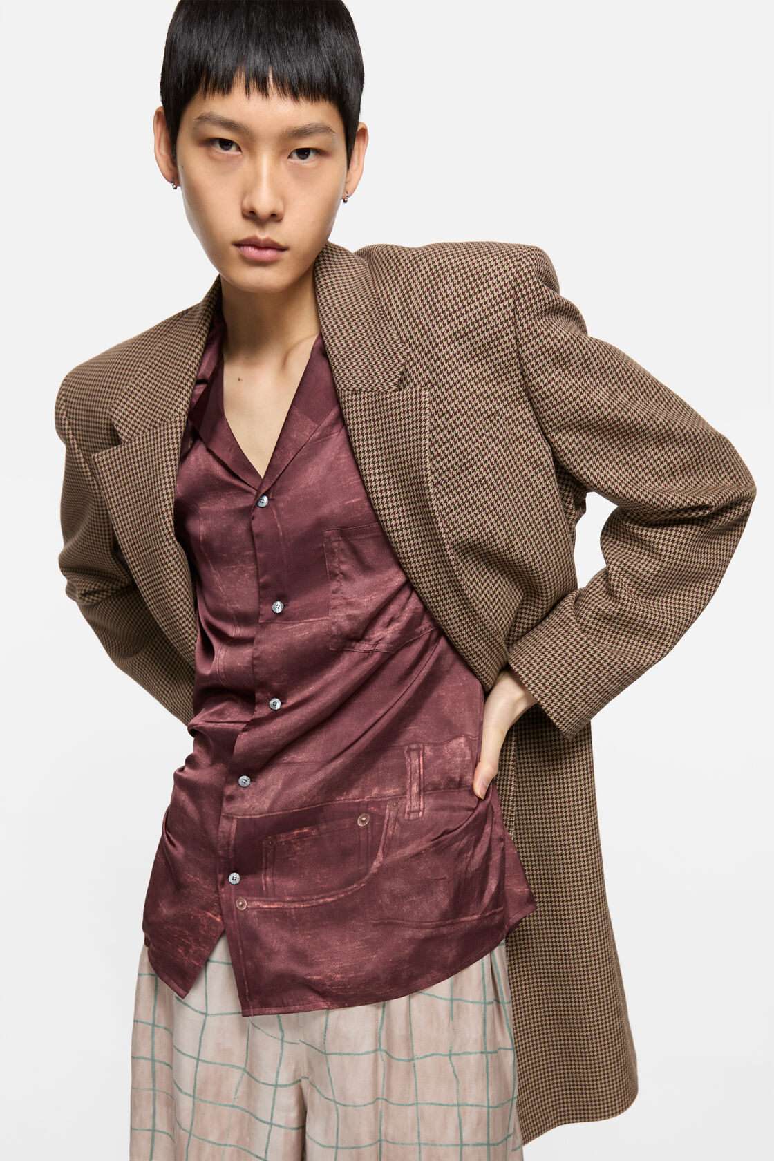 Single-Breasted Wool Coat, Multi brown, 2000x