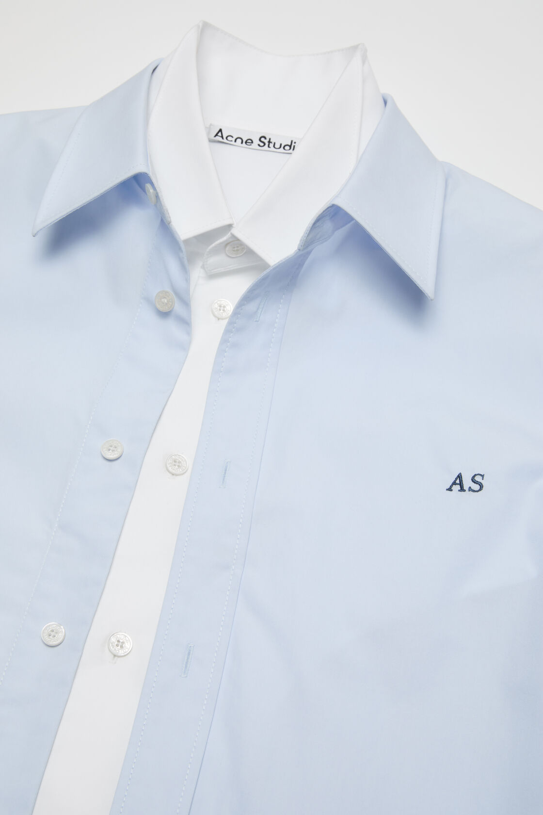 Layered poplin button-up shirt, Blue/white, 2000x