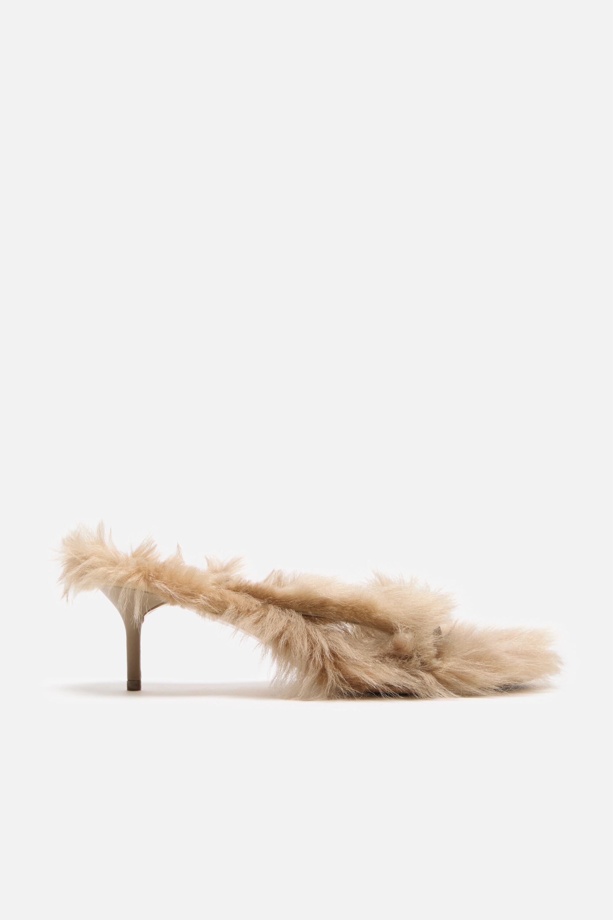 Acne Studios - Furry kitten heel sandals - Biscuit beige
