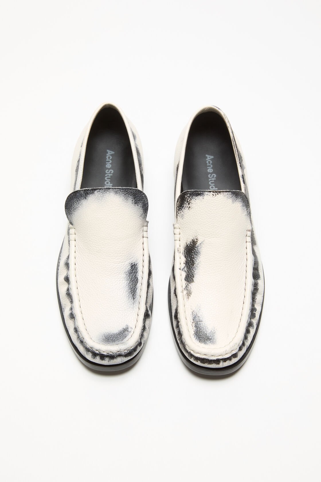 Leather loafers, White/black, 2000x