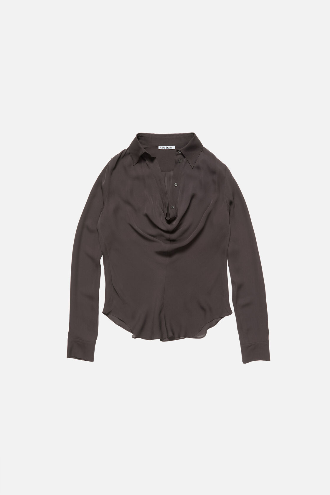 Silk blouse with cowl neck, Graphite grey, 2000x