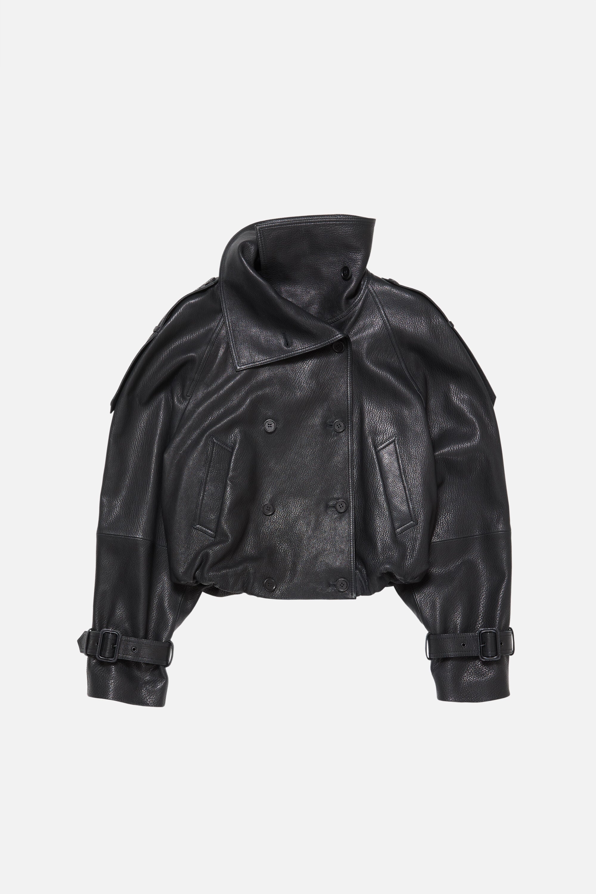 Acne Studios - クロップドレザートレンチコート - ブラック