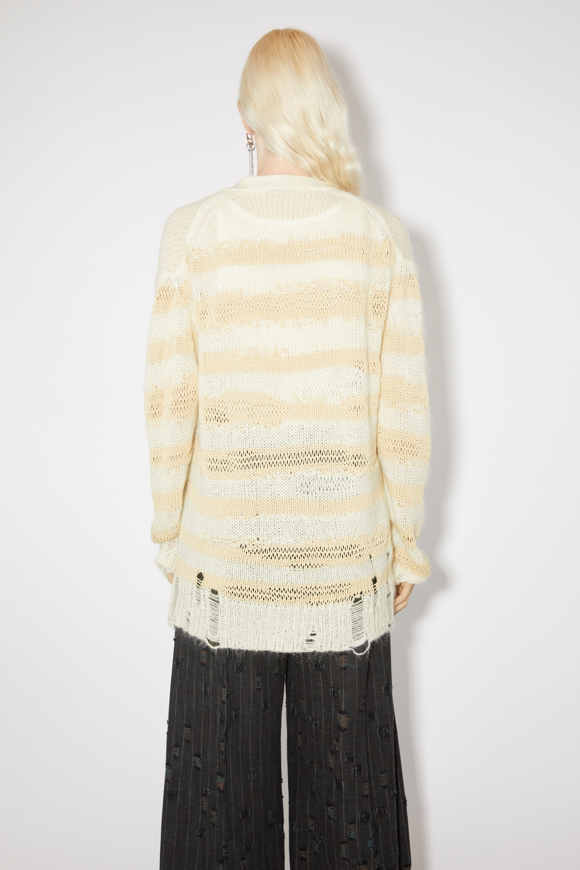 아크네 스튜디오 Acne Studios Distressed stripe cardigan - Off white/ecru