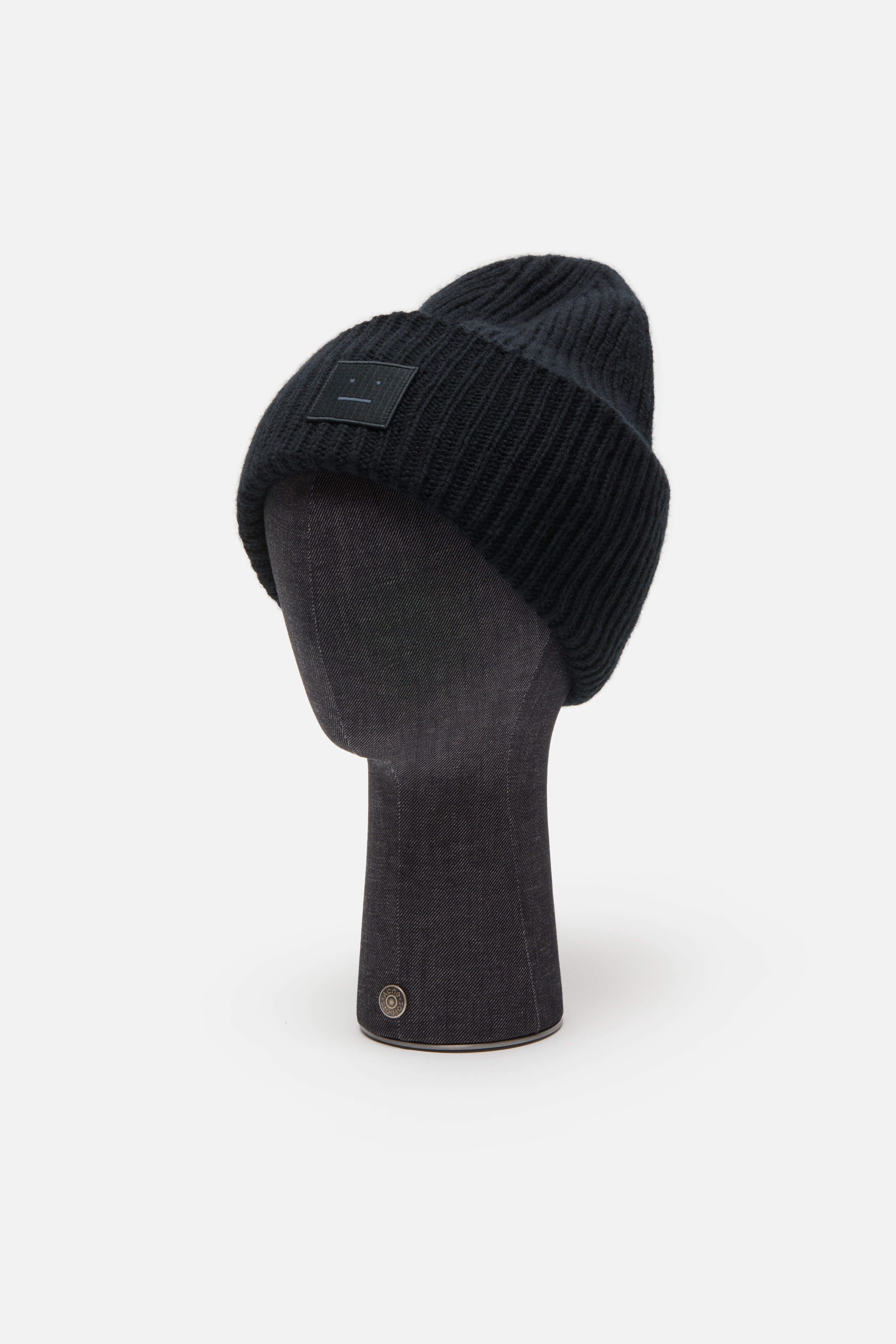 Acne Studios - Large face logo beanie - Yak - Black
