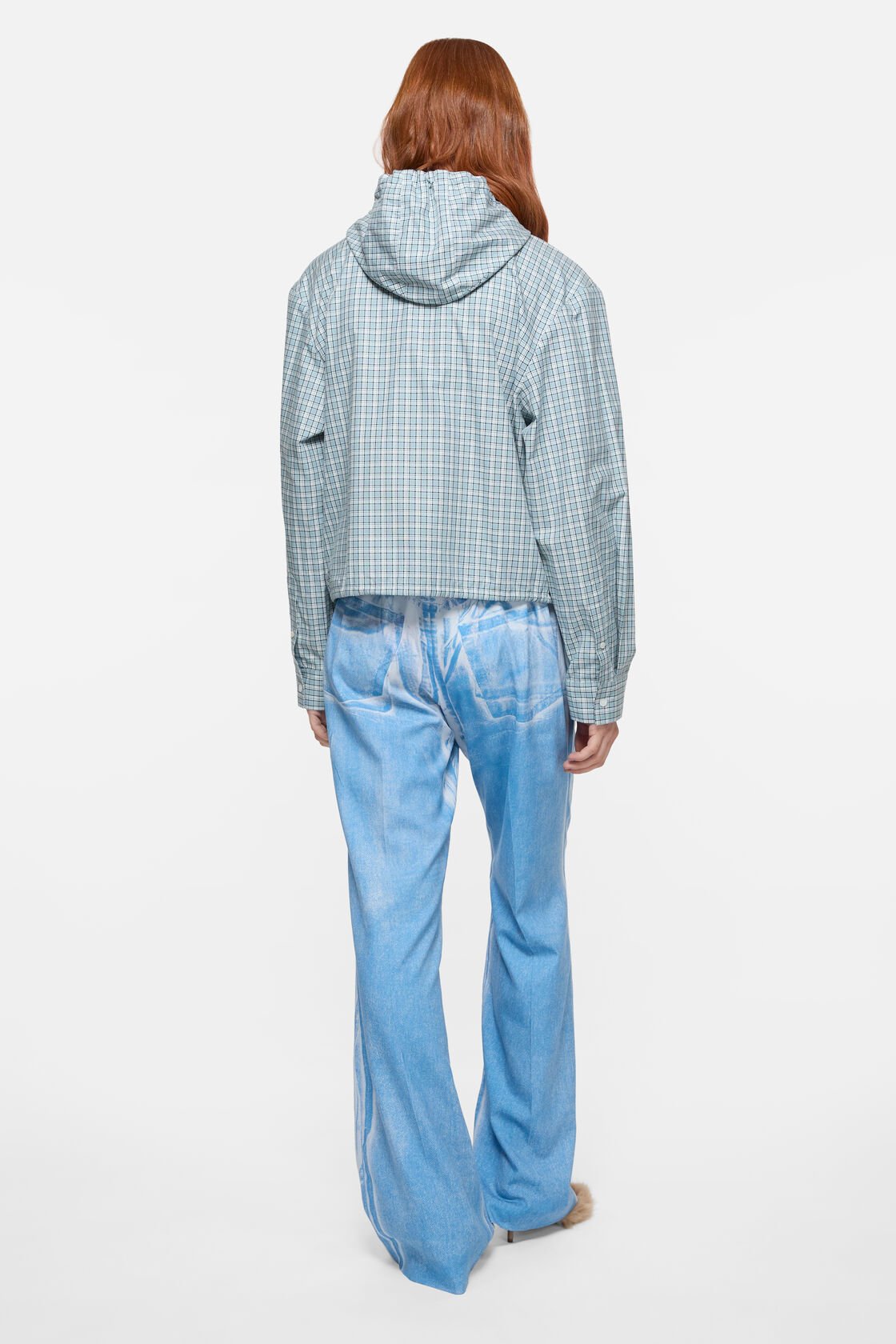 Hooded check jacket, Blue/white, 2000x