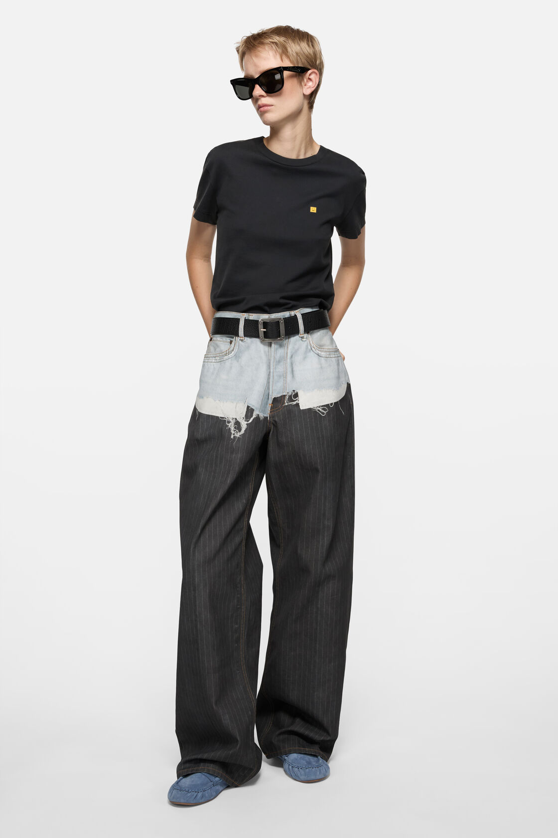 スエードローファー, デニムブルー, 2000x