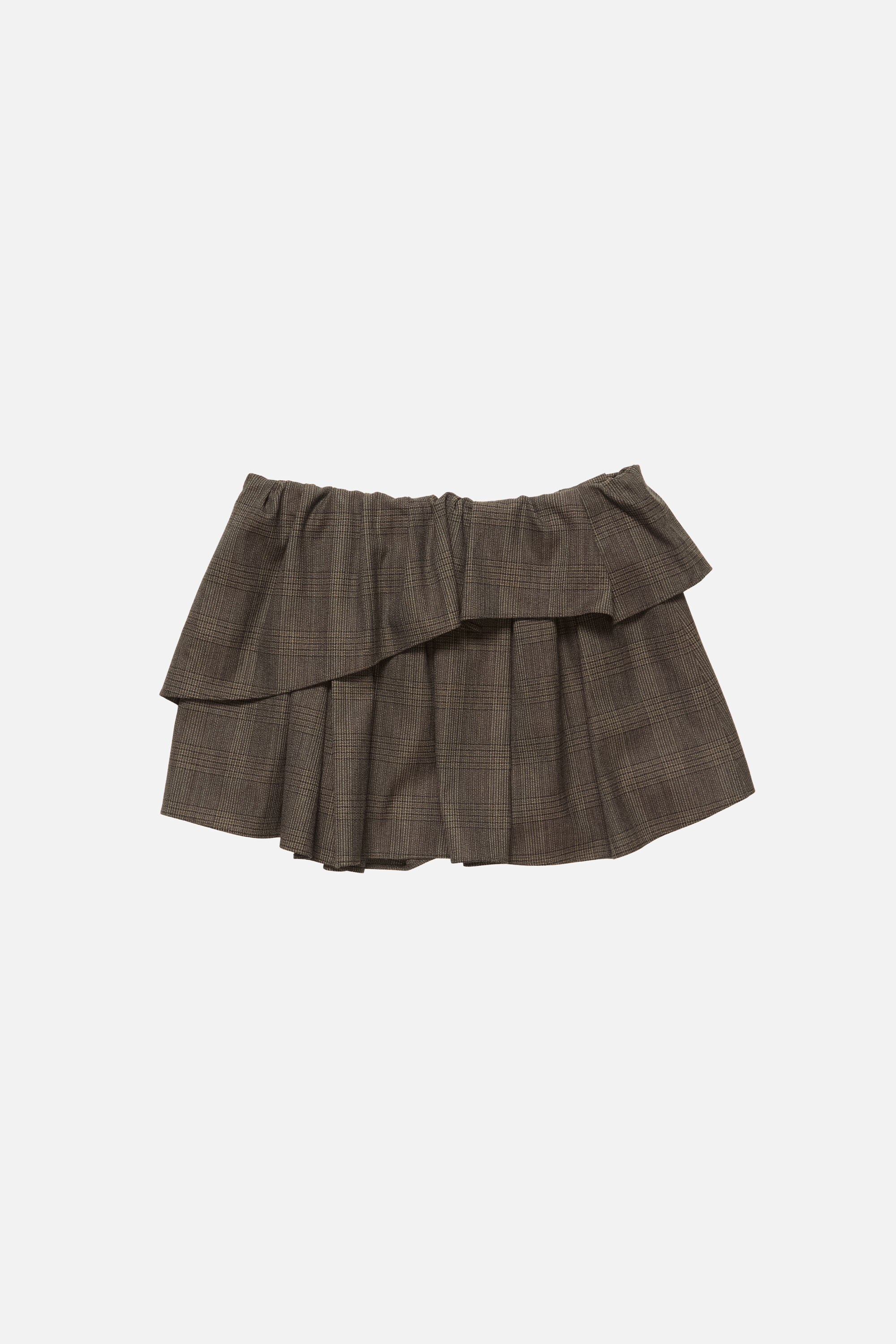 Acne Studios - ショートプリーツウールスカート - ブラウン/ブラック
