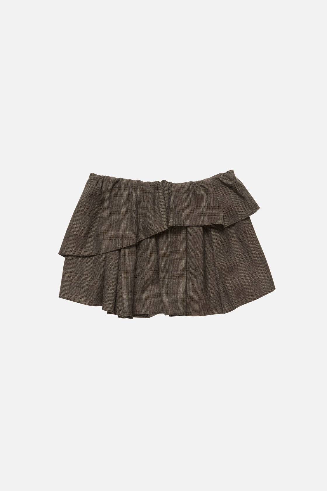 Short pleated wool skirt, Brown/black, 2000x