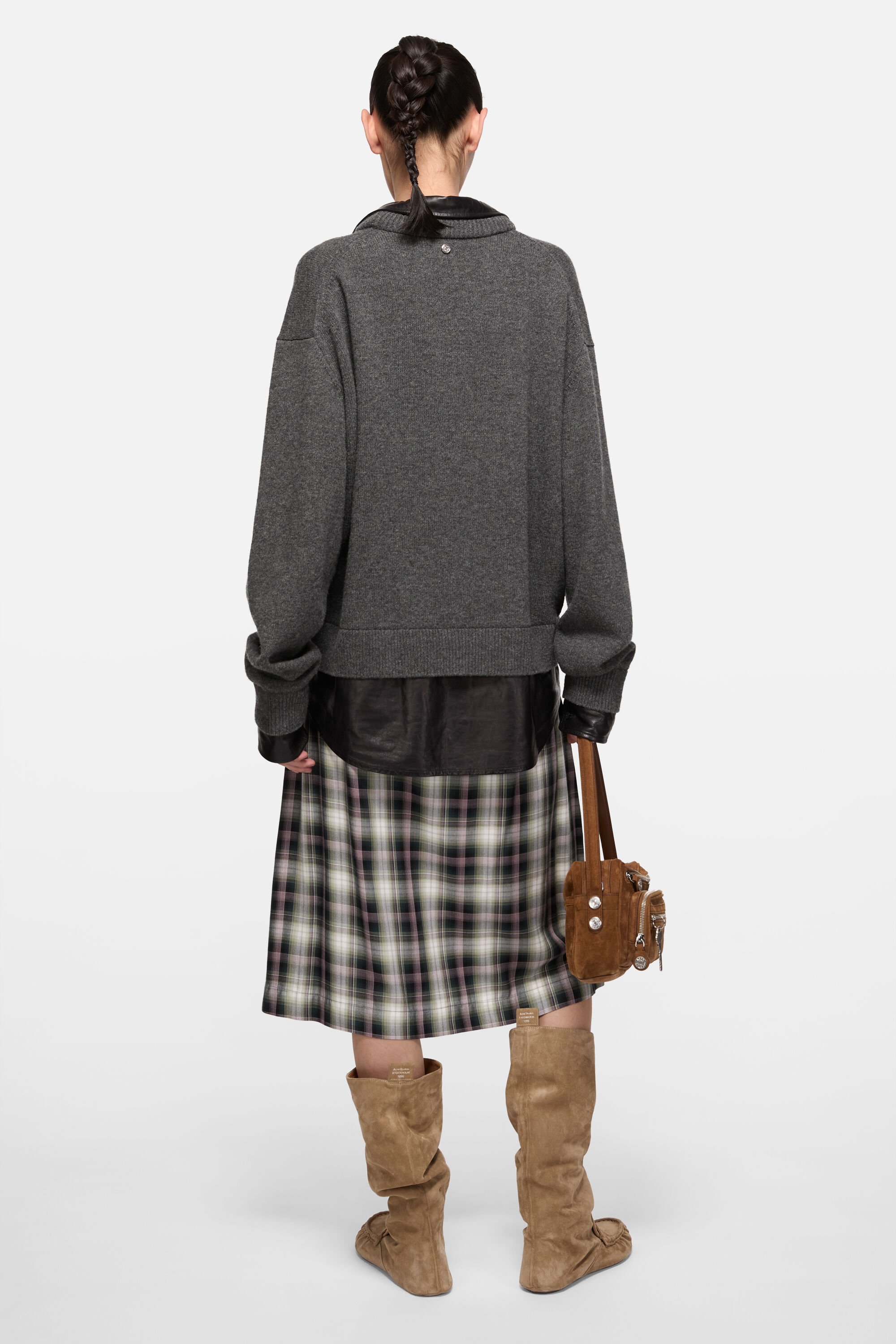 Acne Studios - Check midi skirt - Black/green