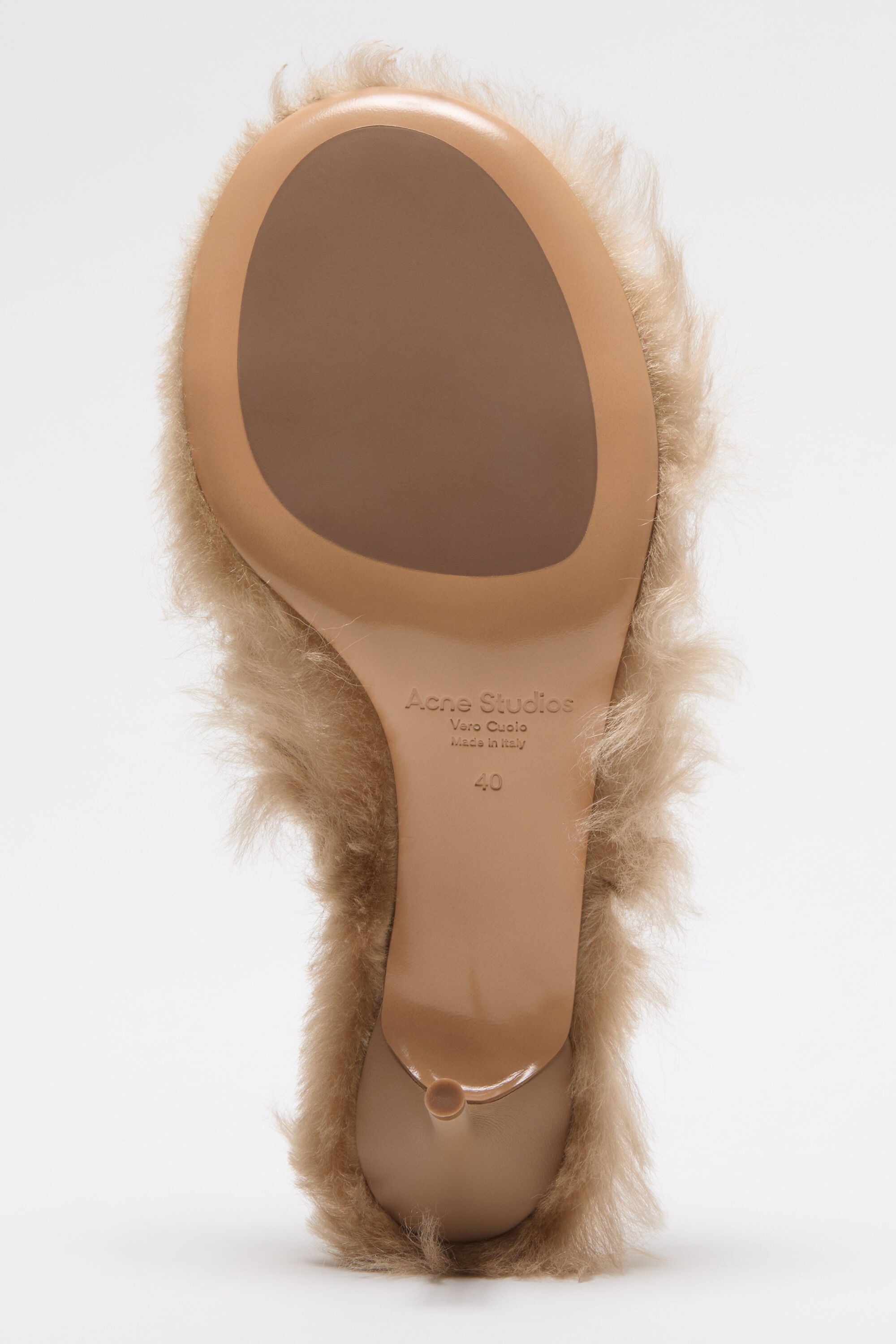 Acne Studios - Furry kitten heel sandals - Biscuit beige