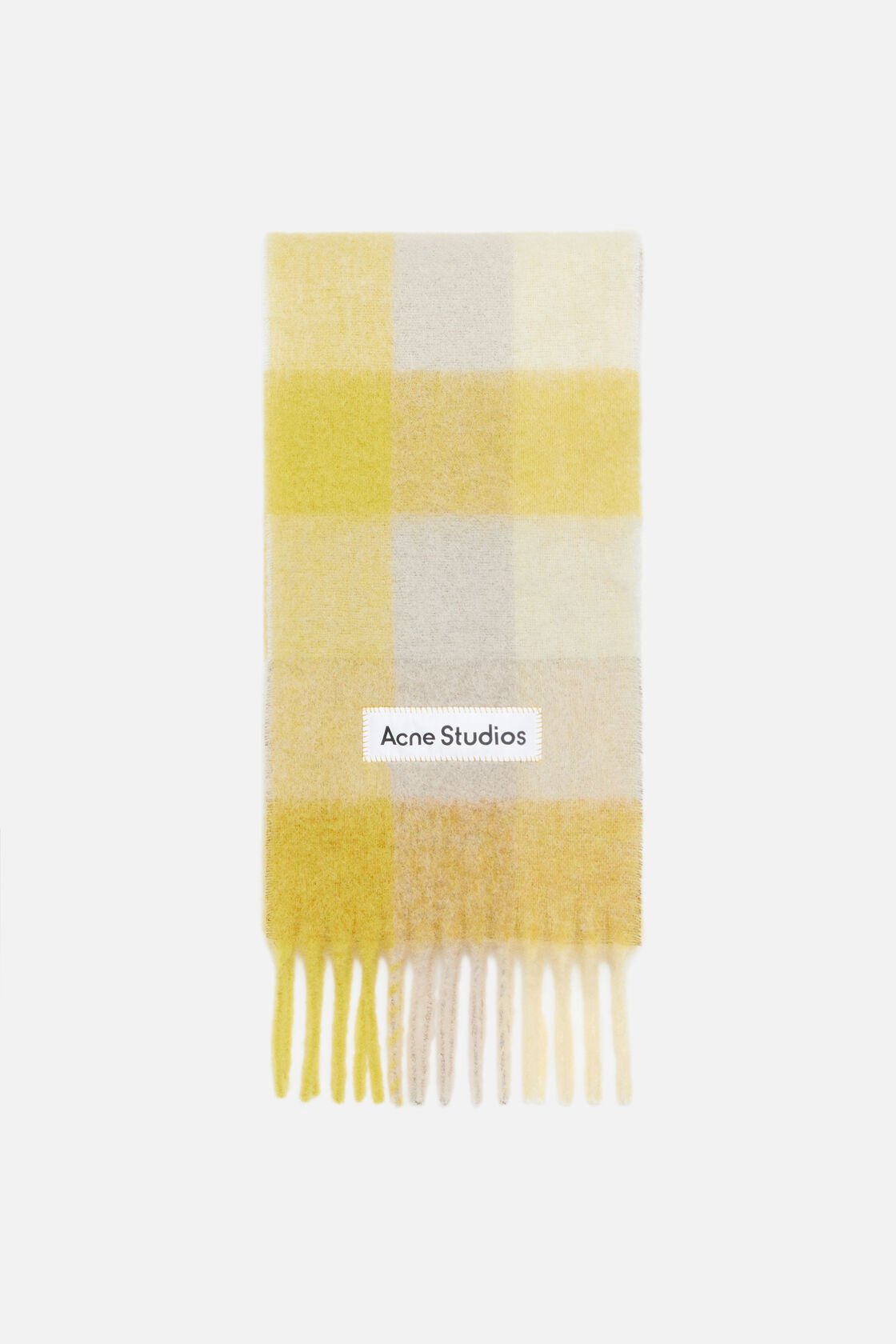 Mohair checked scarf, Beige/yellow, 2000x