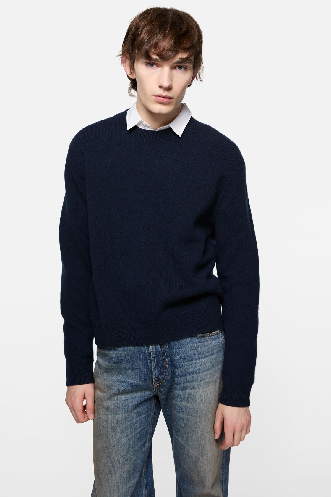 Cashmere sweater with logo, Ink blue, 2000x