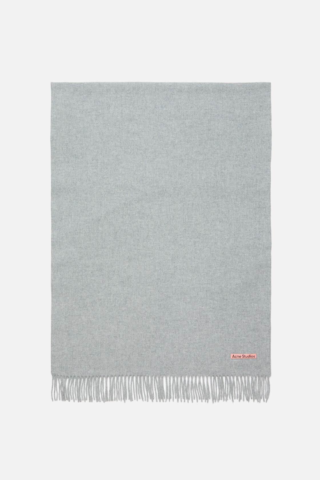 Fringe wool scarf - oversized, Light Grey Melange, 2000x
