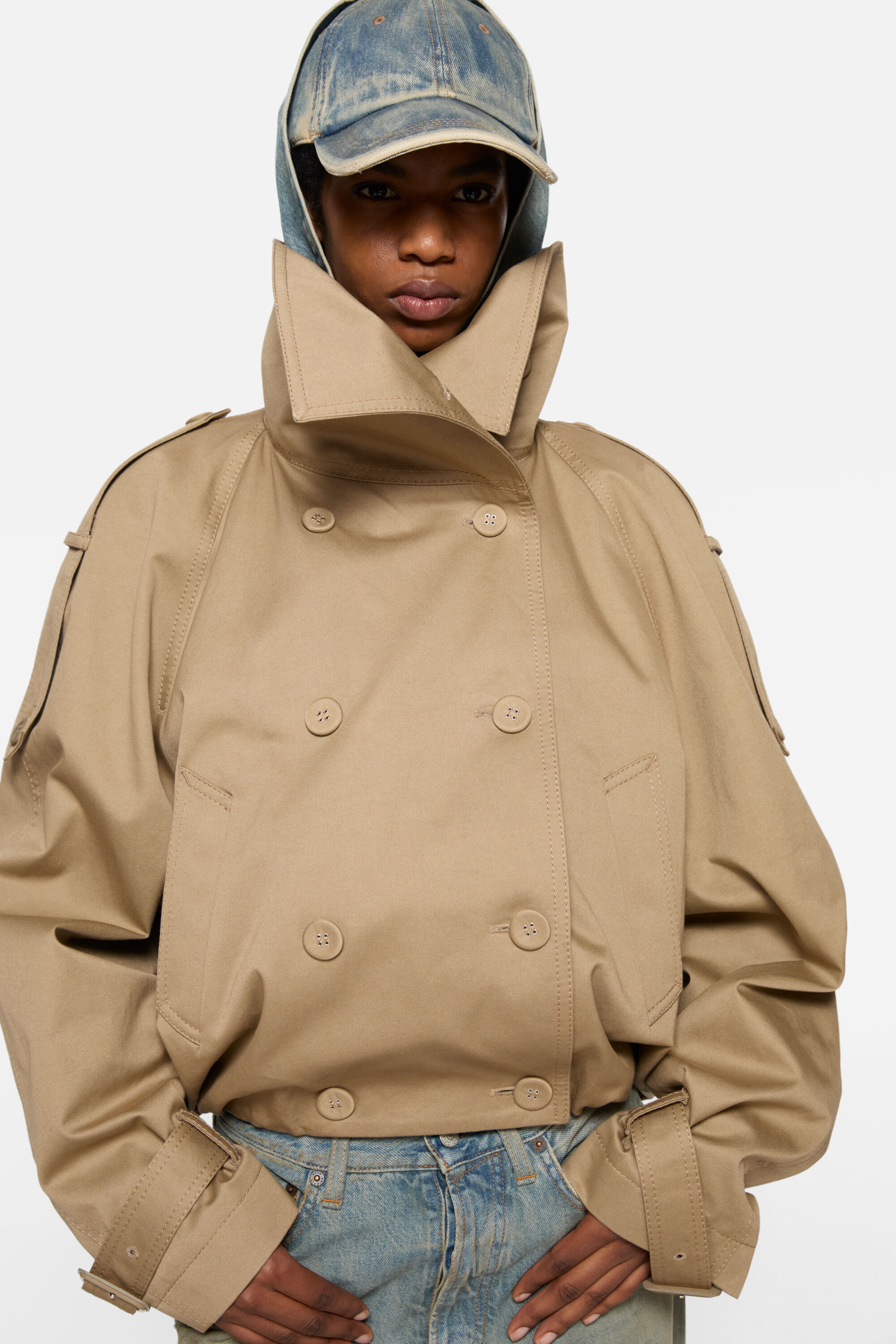 Acne Studios - Short trench coat - Mud beige