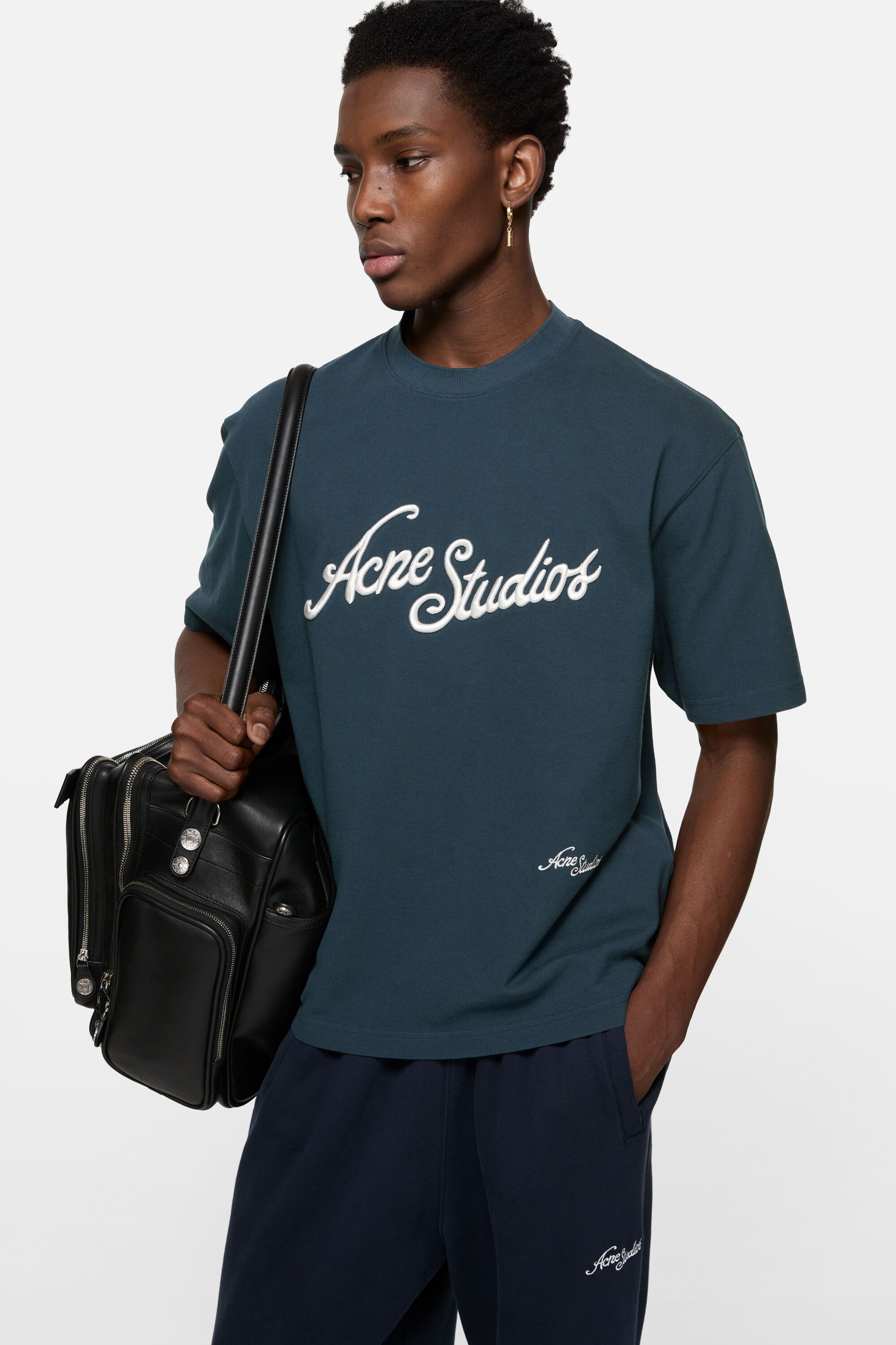 Acne Studios - Embroidered logo t-shirt - Deep blue
