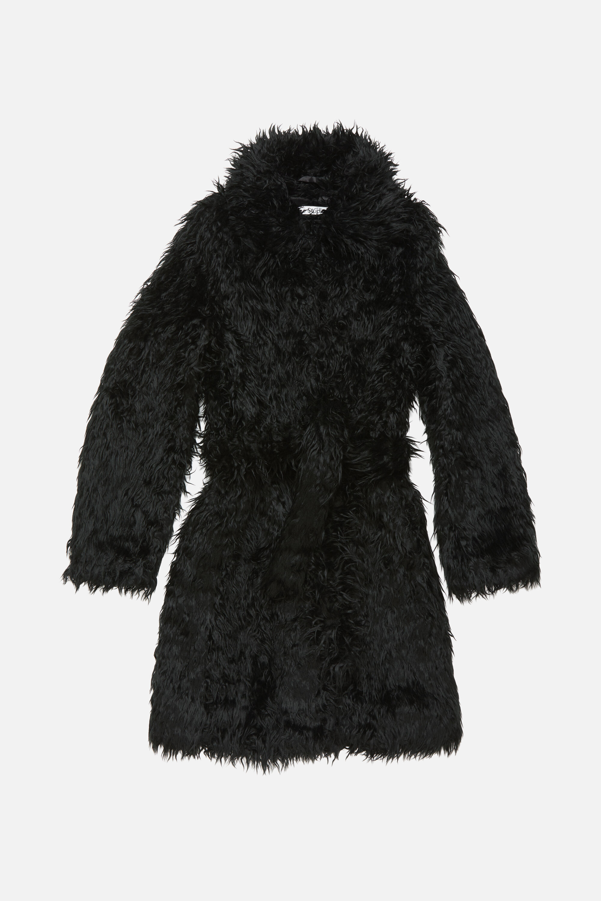 Acne Studios - フェイクファーベルト付きコート - ブラック