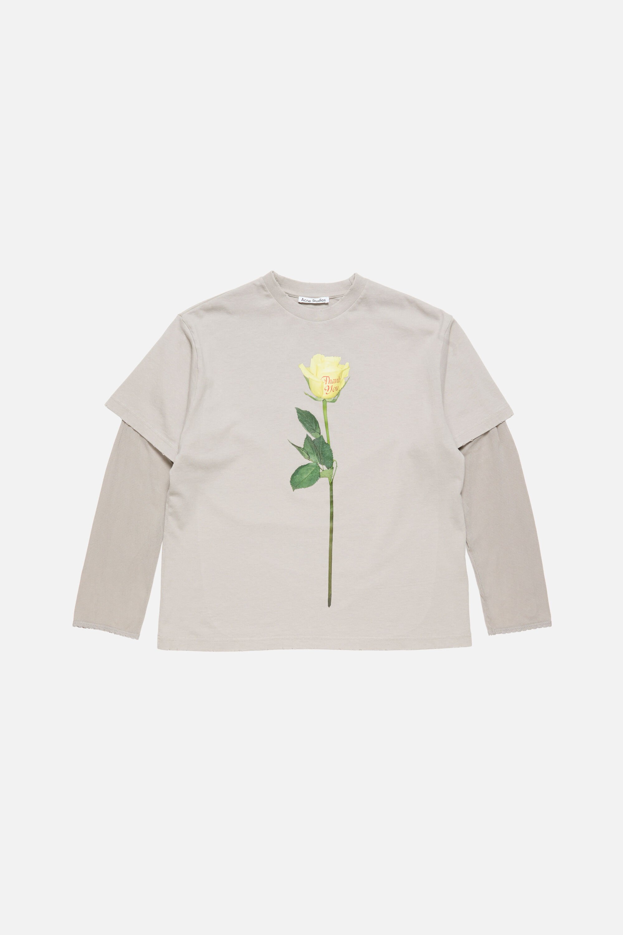Acne Studios - レイヤードグラフィックTシャツ - ライトグレー